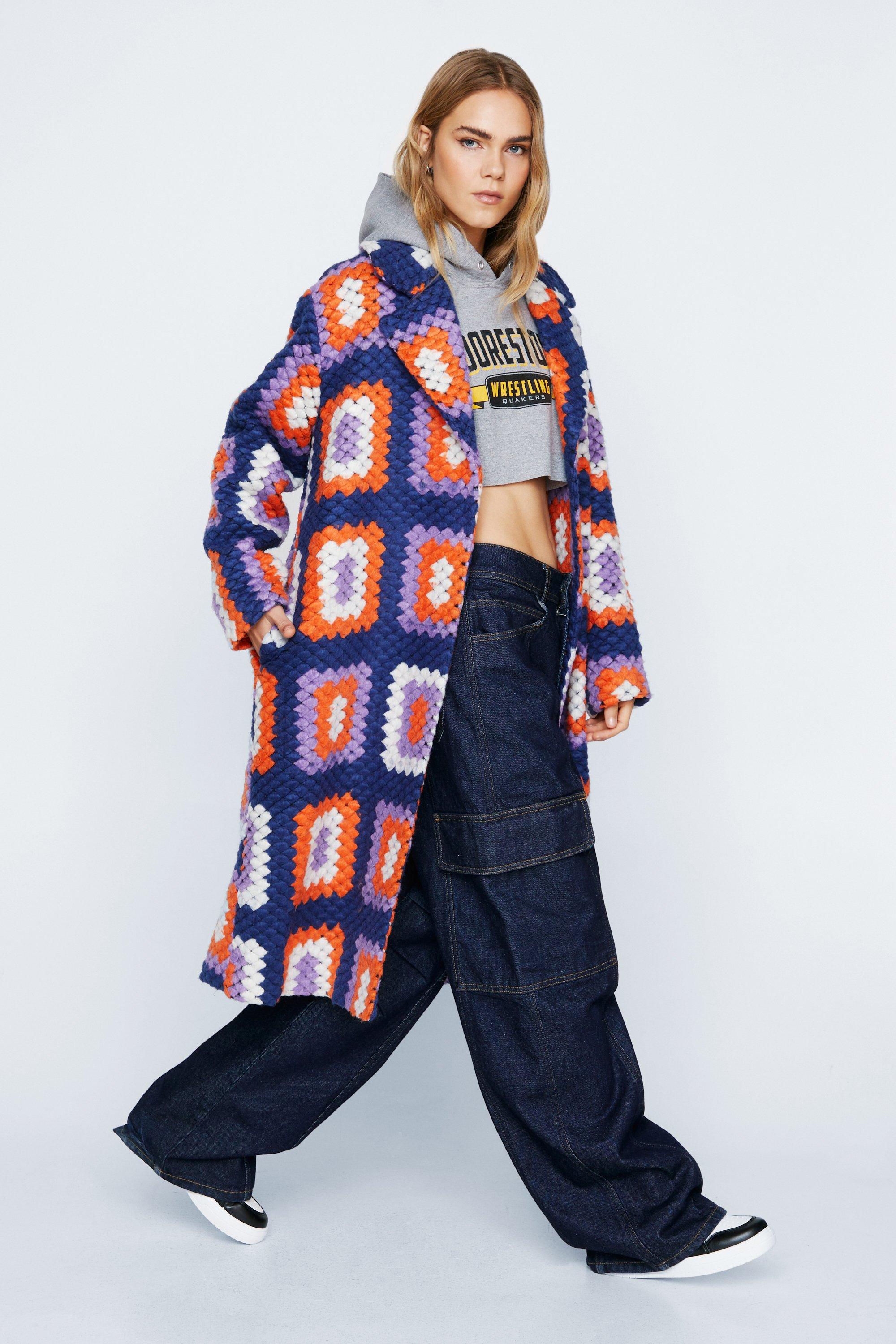 Colorful Crochet Smart Coat | Nasty Gal