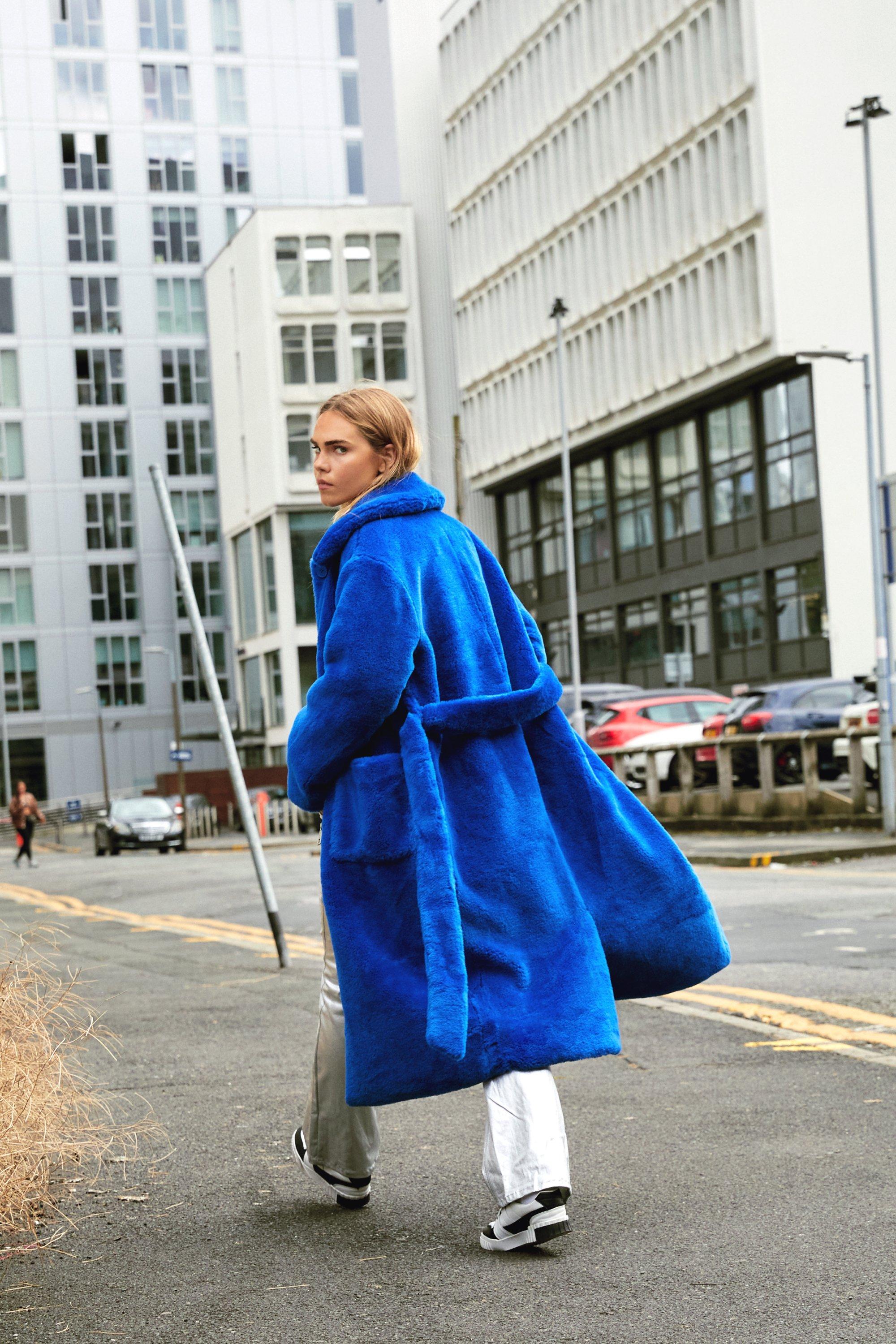 Faux Fur Belted Longline Coat