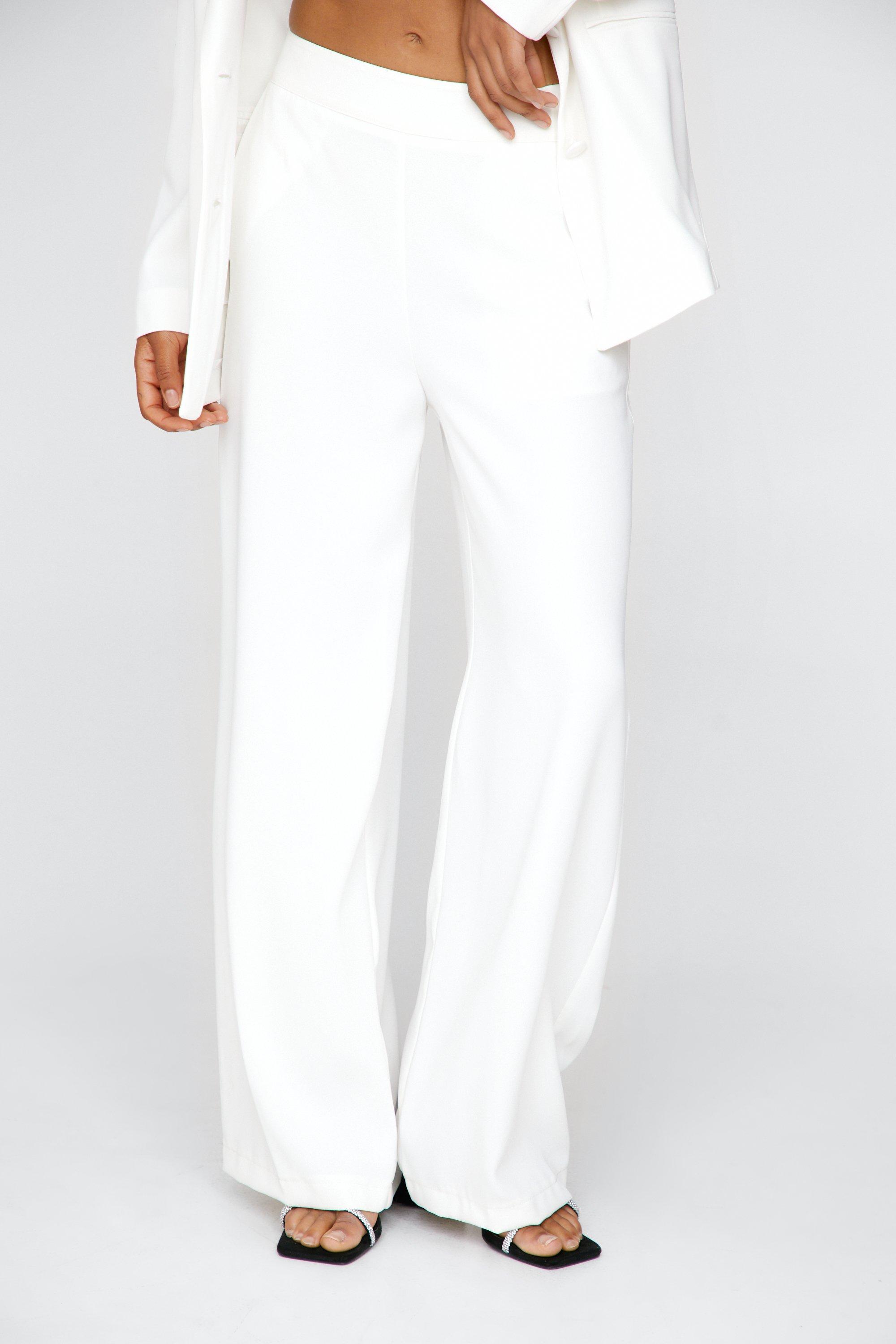 Tailored Straight Leg Trousers - White