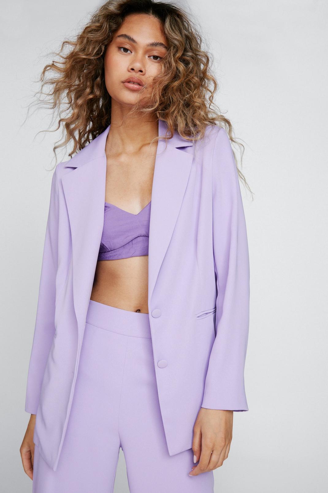 Lilac Satin Tailored Single Breasted Blazer image number 1