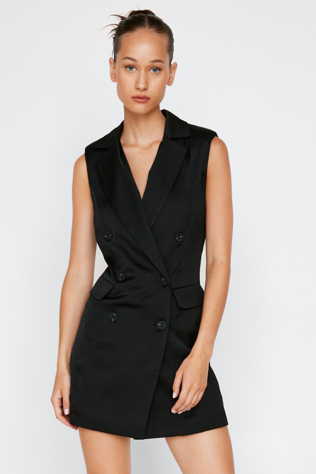 Mini robe blazer sans manches, Black image number 1