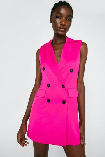 Tailored Waistcoat Mini Dress hot pink