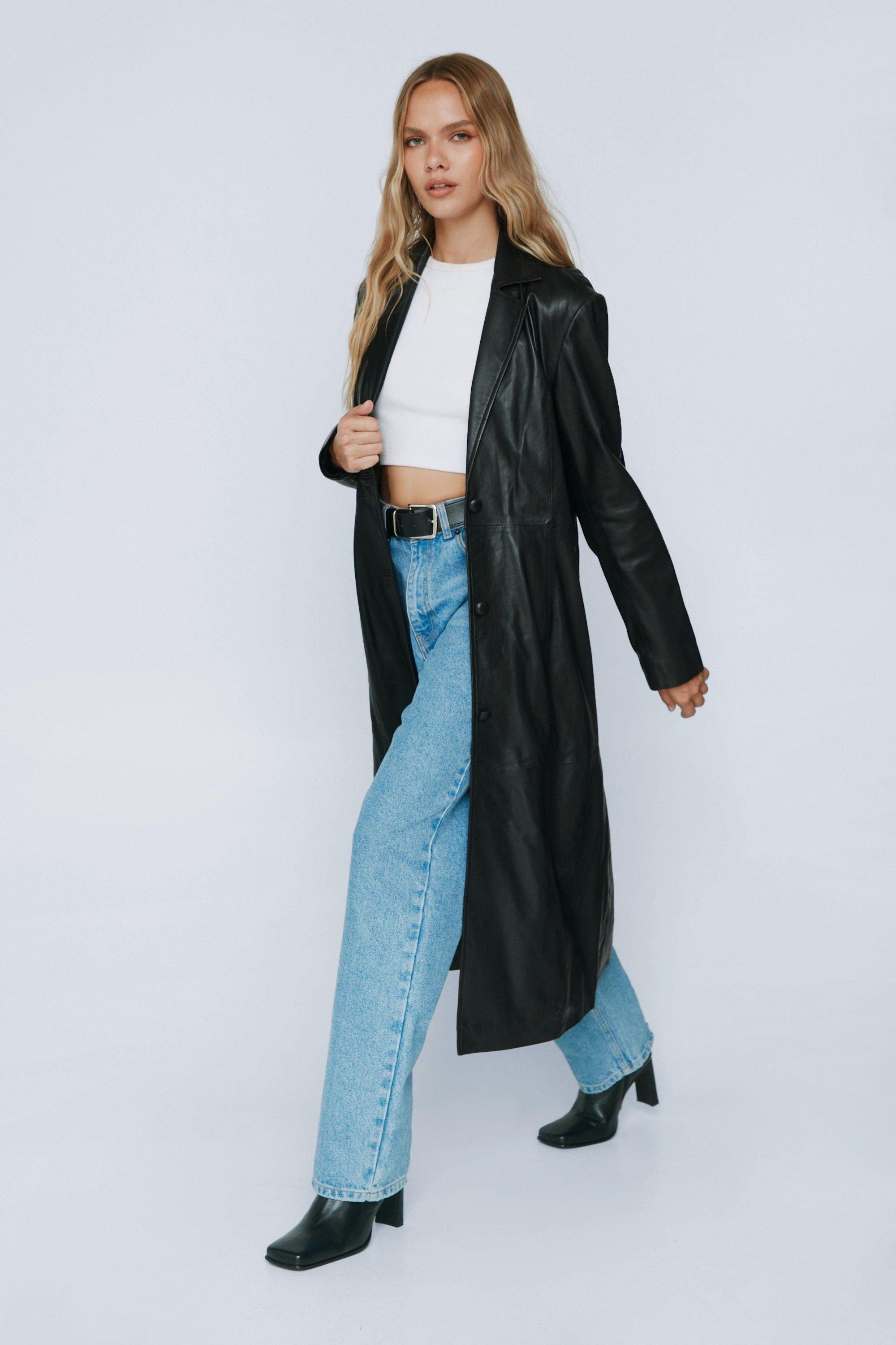 Manteau discount long cuir