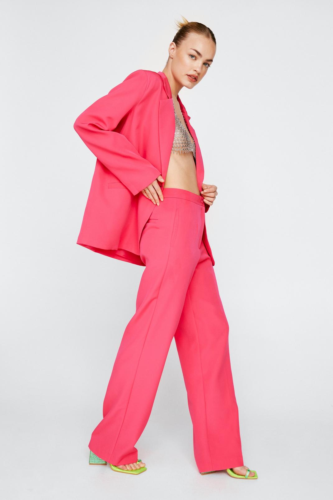 Bright pink Premium Wide Leg Tailored Trousers image number 1