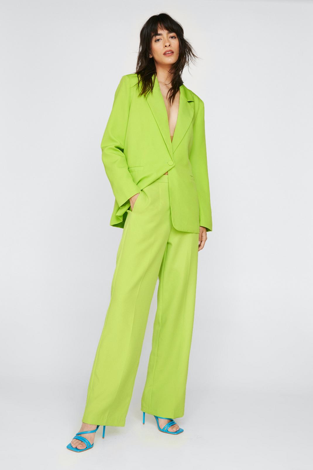 Chartreuse Premium Wide Leg Tailored Trousers image number 1