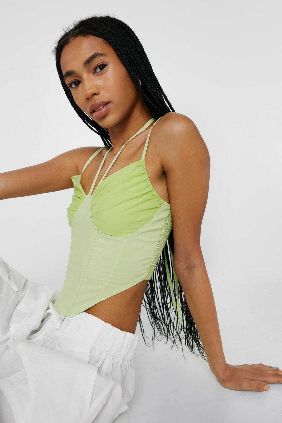 Lime Halter Neck Sweetheart Corset Top image number 1