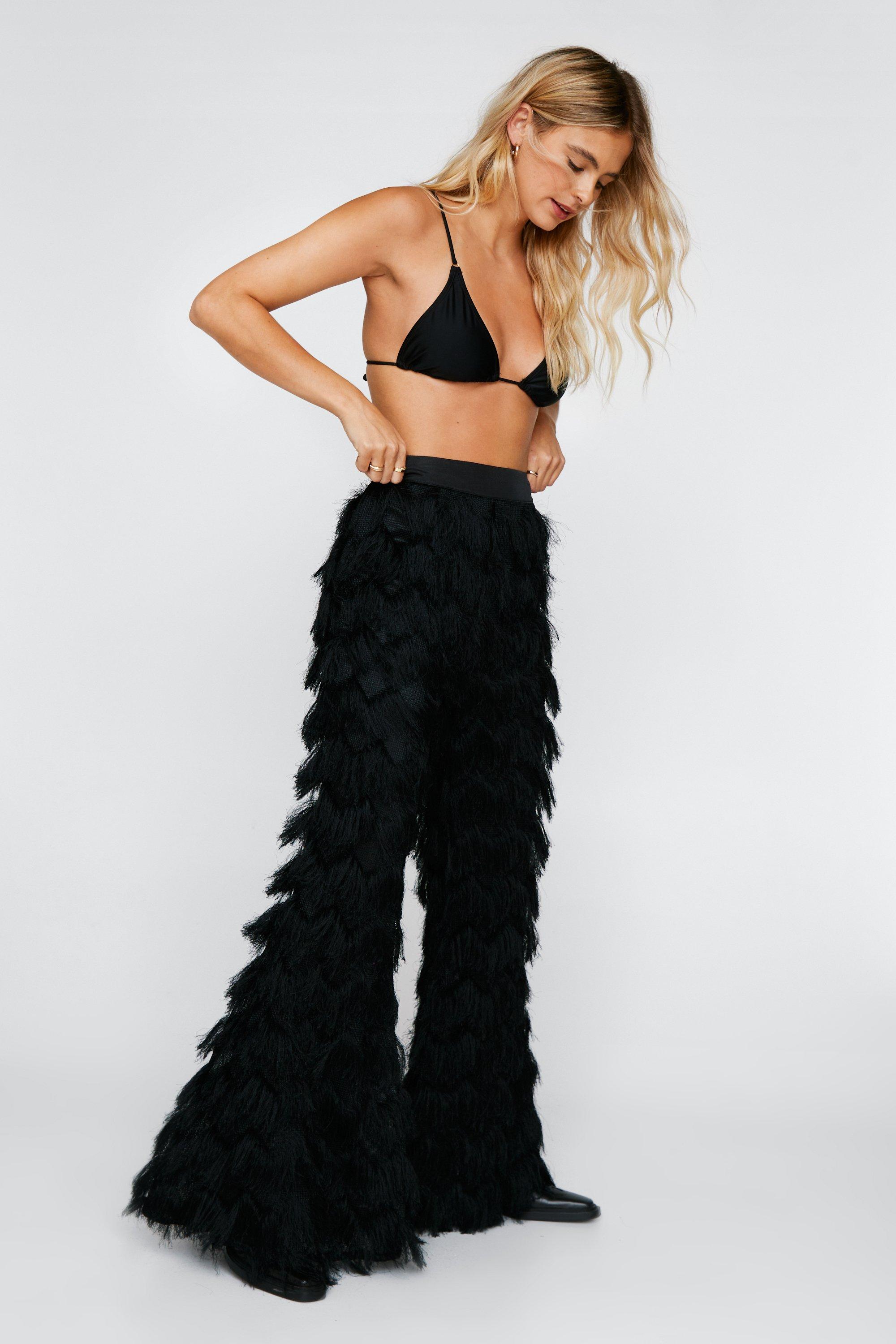 Zig Zag Fringe Kick Flared Pants