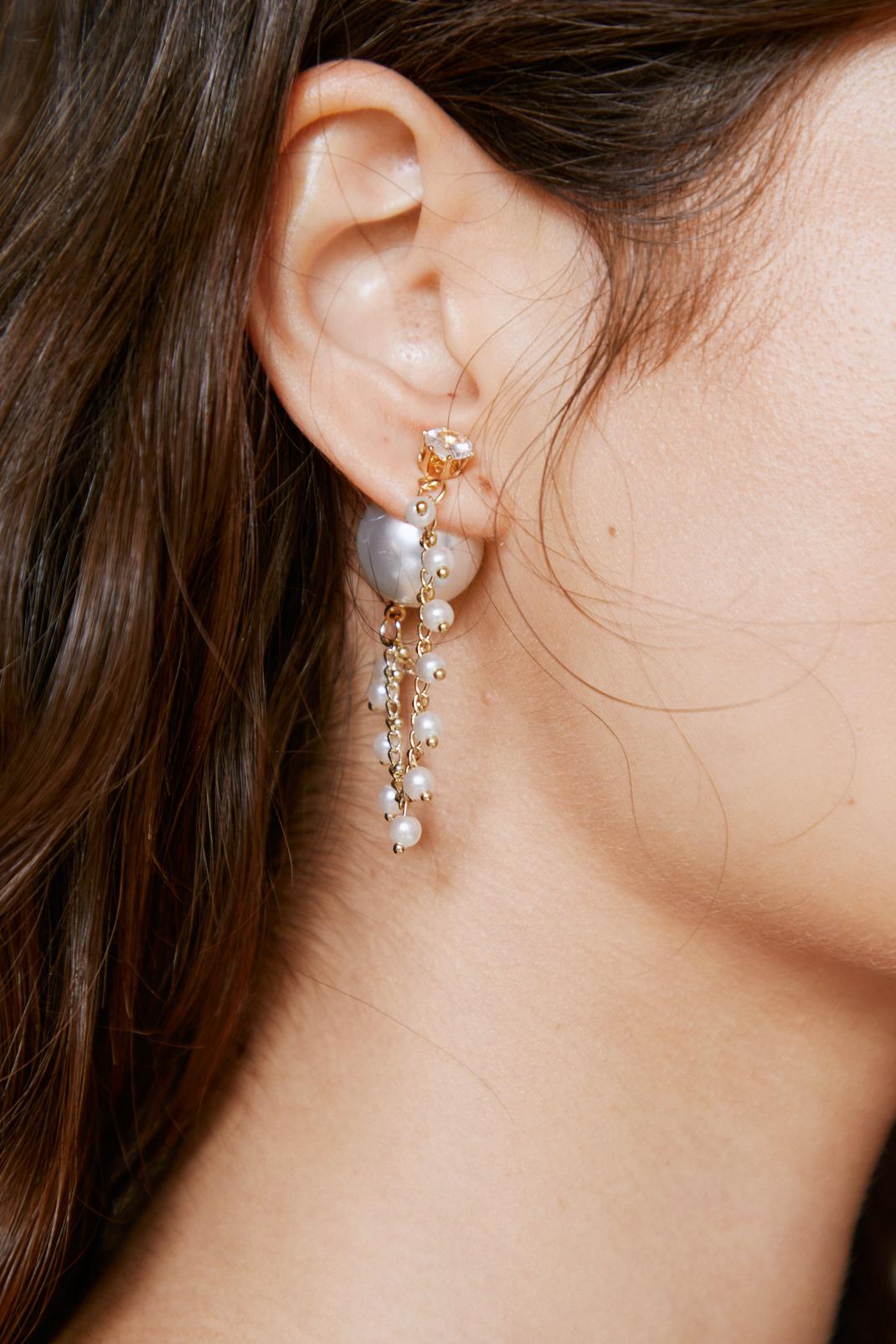 Boucles d'oreilles pendantes en perles, Gold image number 1