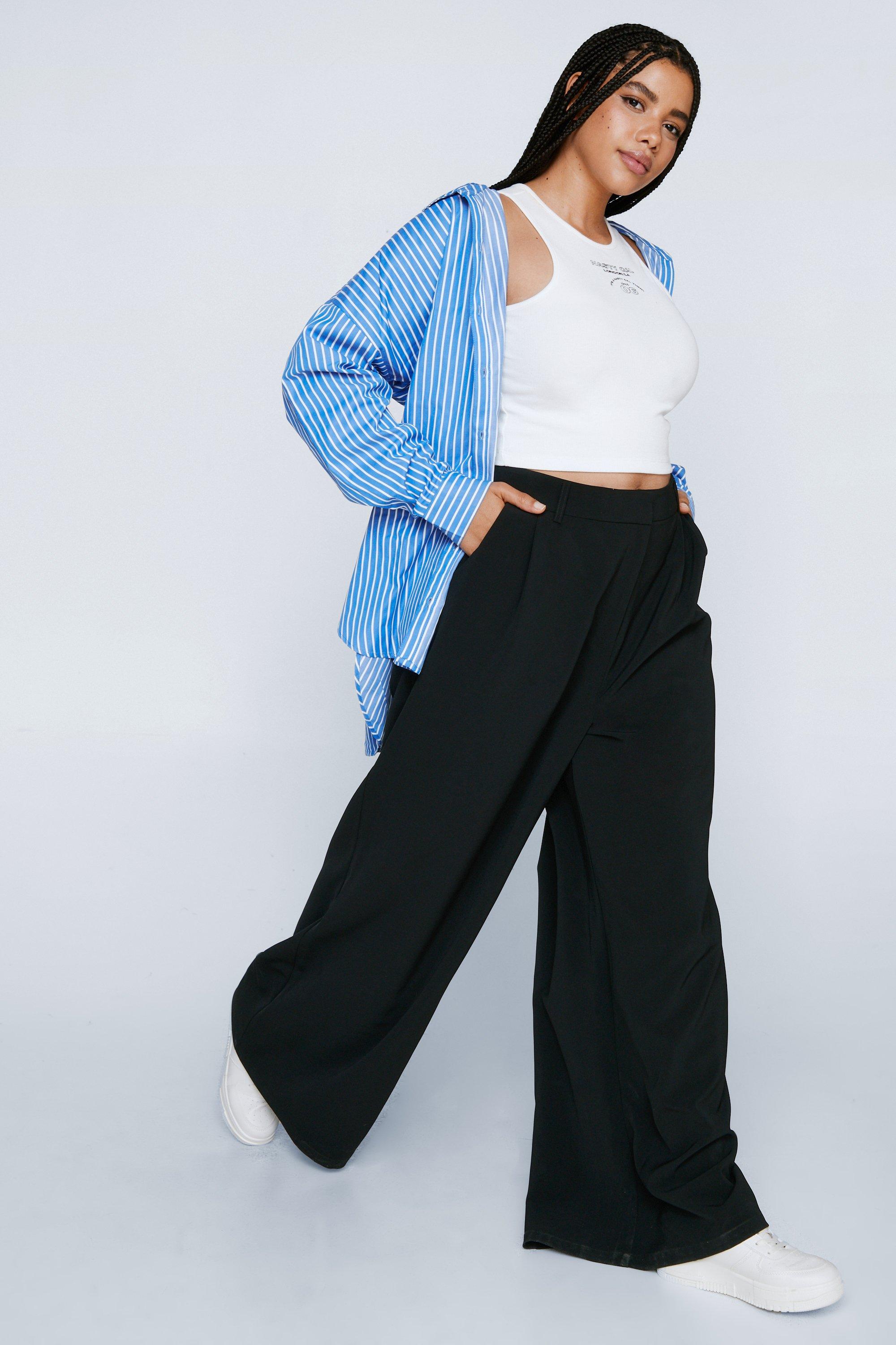 Plus size wide on sale leg cropped trousers