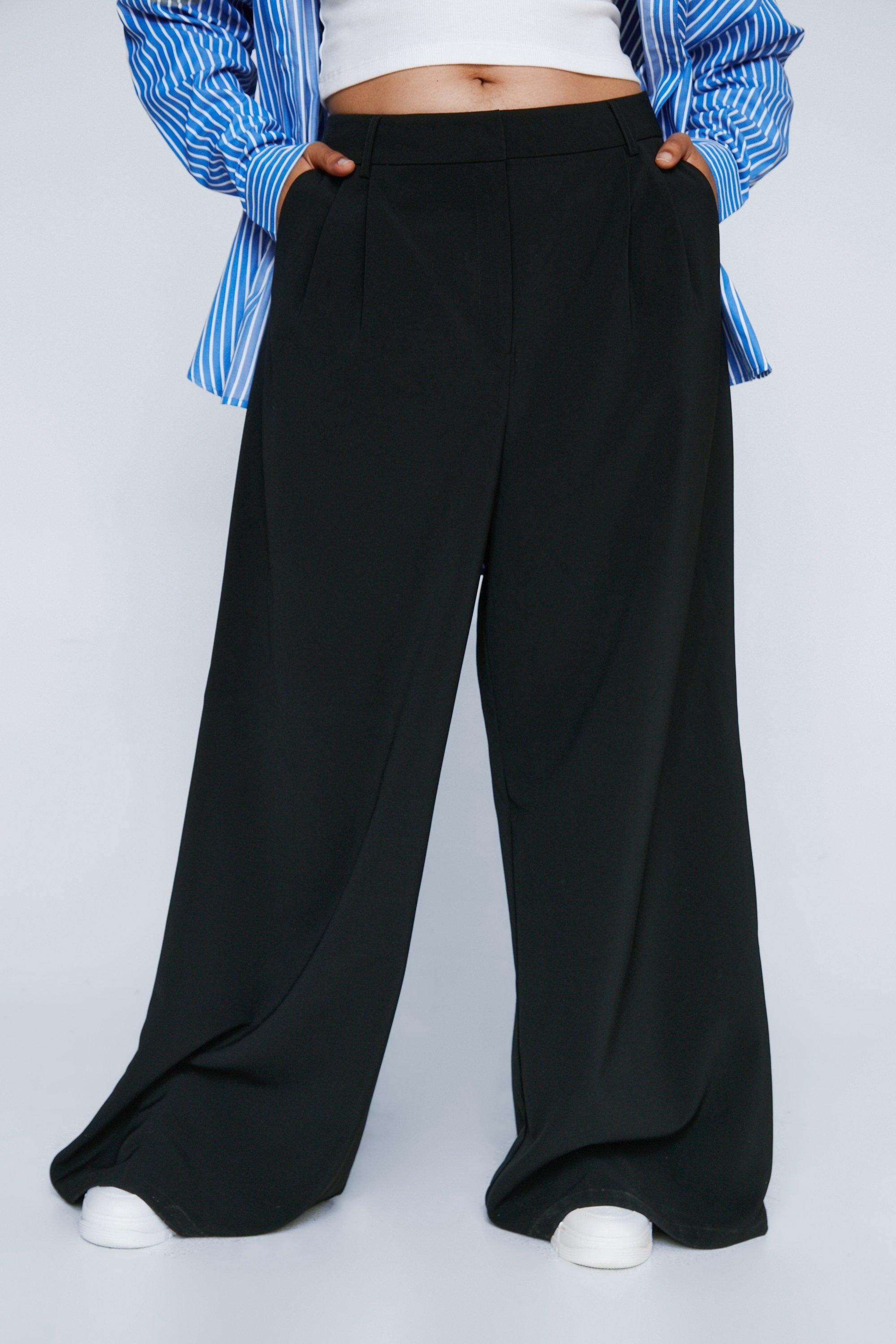 Plus Basic Wide Leg Trousers