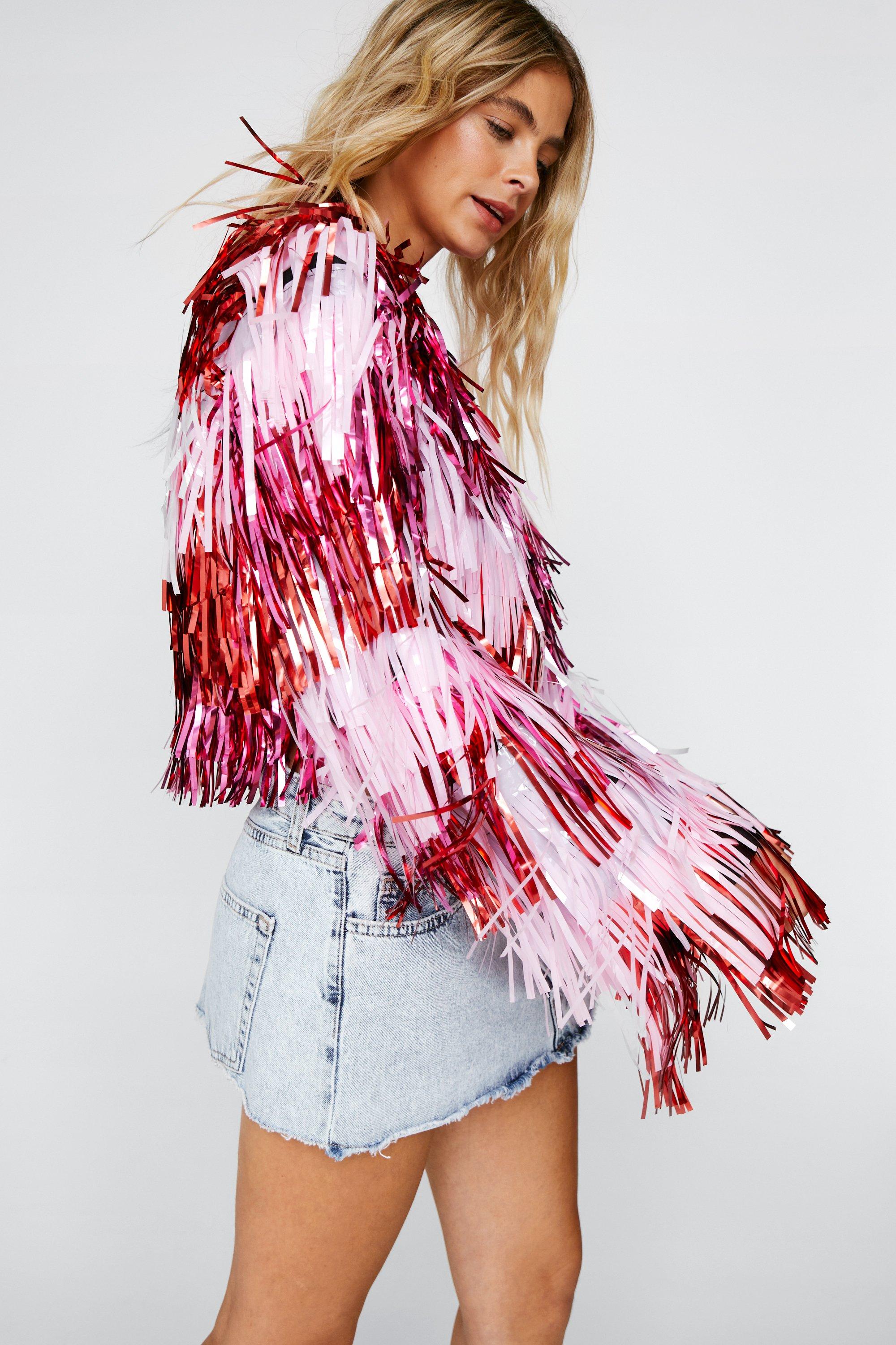 Nasty Gal Womens Metallic Tiered Fringe Shorts - Multi