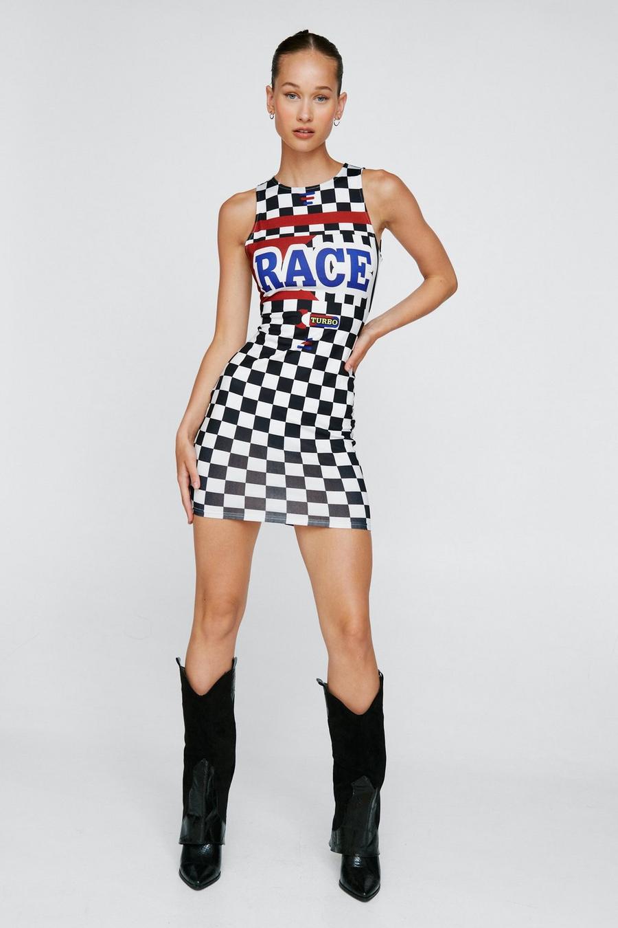 Motorcross Printed Race Bodycon Dress