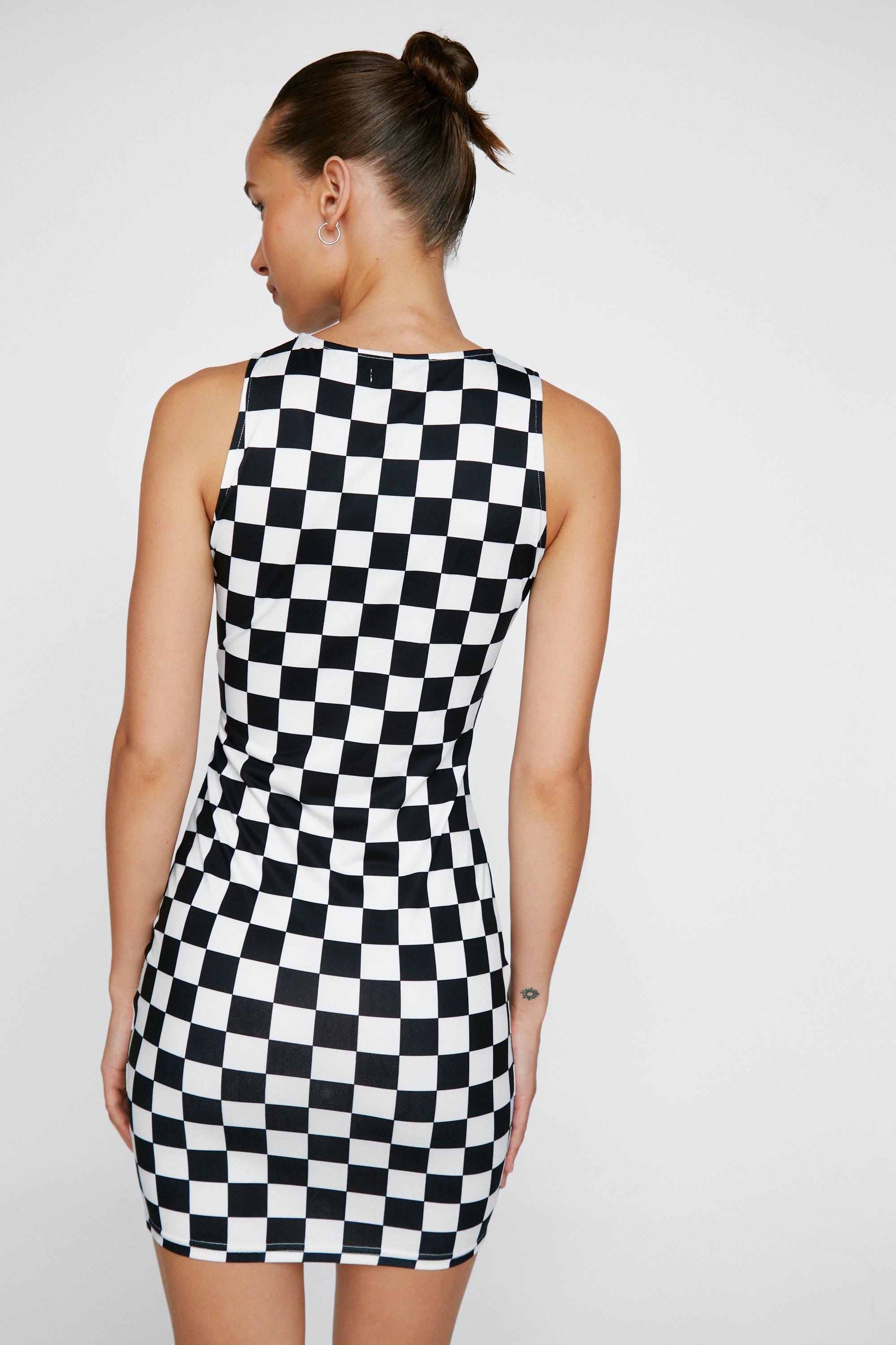 Black and white checkered bodycon dress best sale