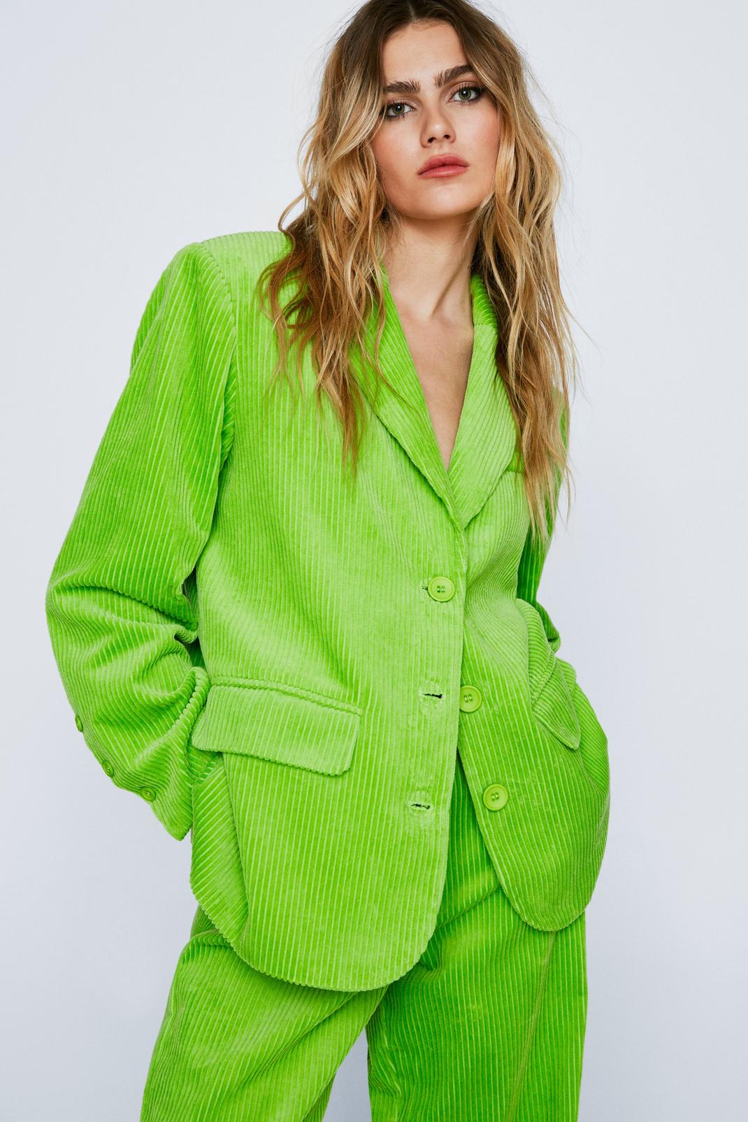 Green Cord Tailored Oversized Blazer image number 1