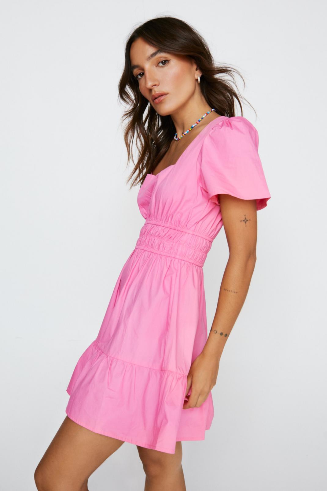 Pink Petite Frill Hem Mini Dress image number 1