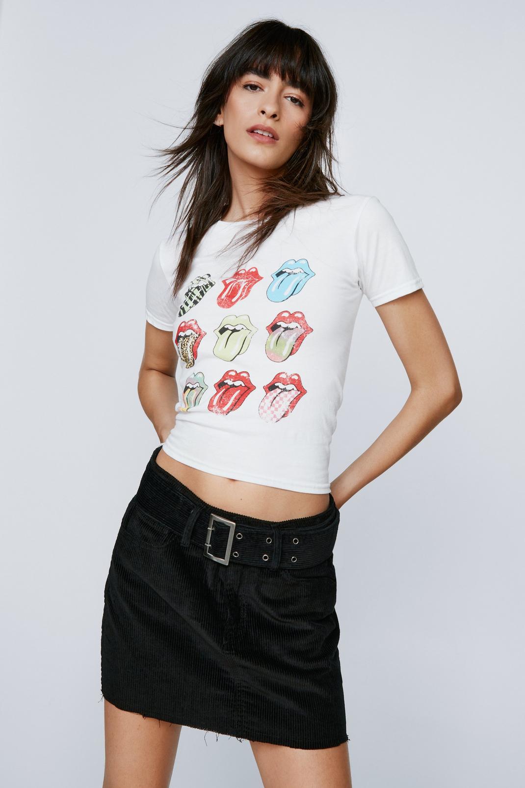 White Rolling Stones Tongue Fitted Graphic T-shirt image number 1