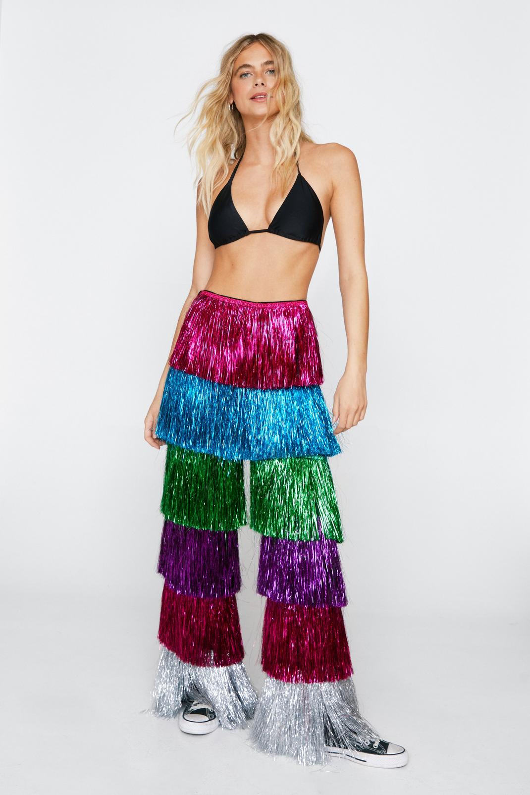Multi-Colored Tinsel Wide Leg Pants image number 1