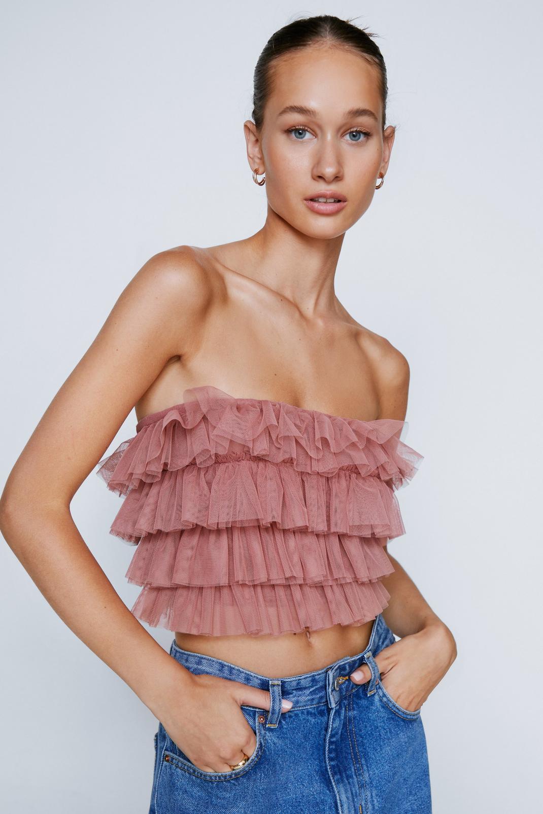 Mink Tulle Layered Bandeau Top image number 1