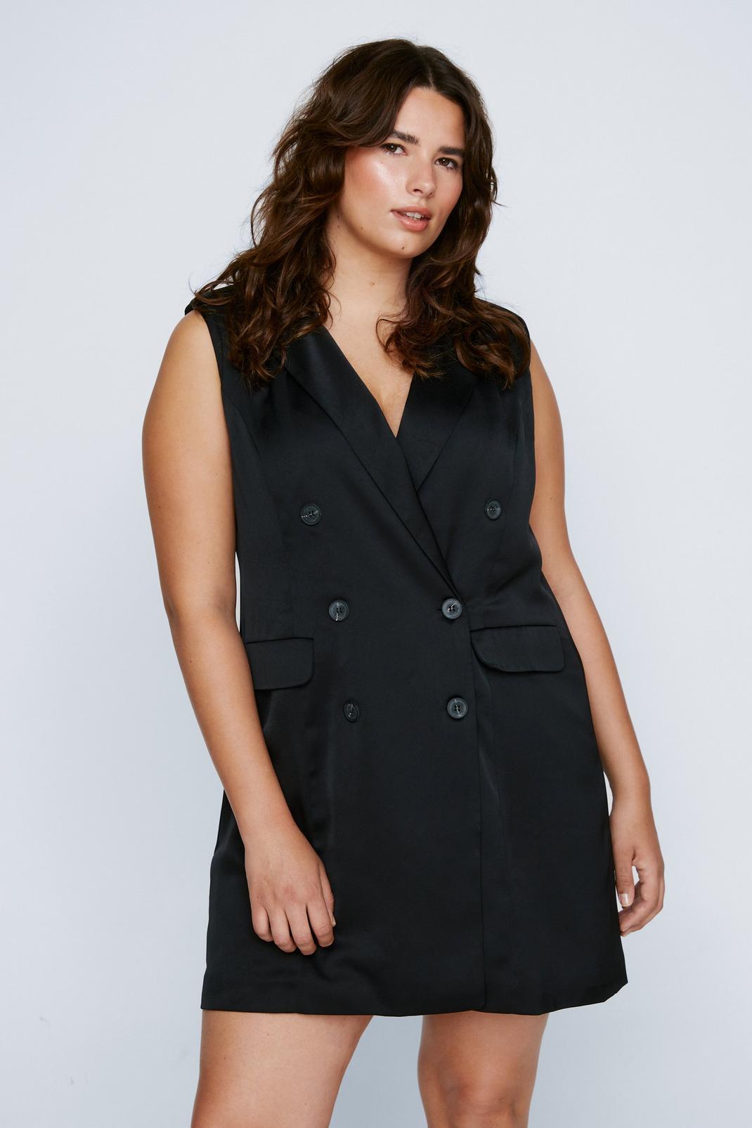Grande taille - Mini robe blazer sans manches, Black image number 1