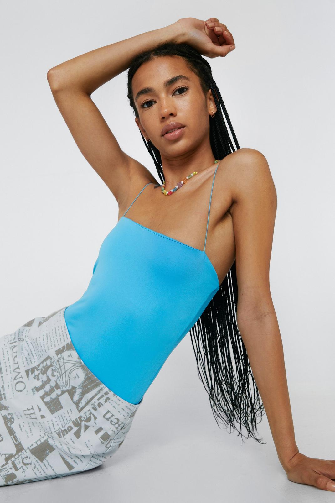 Blue Slinky Strappy Bodysuit image number 1