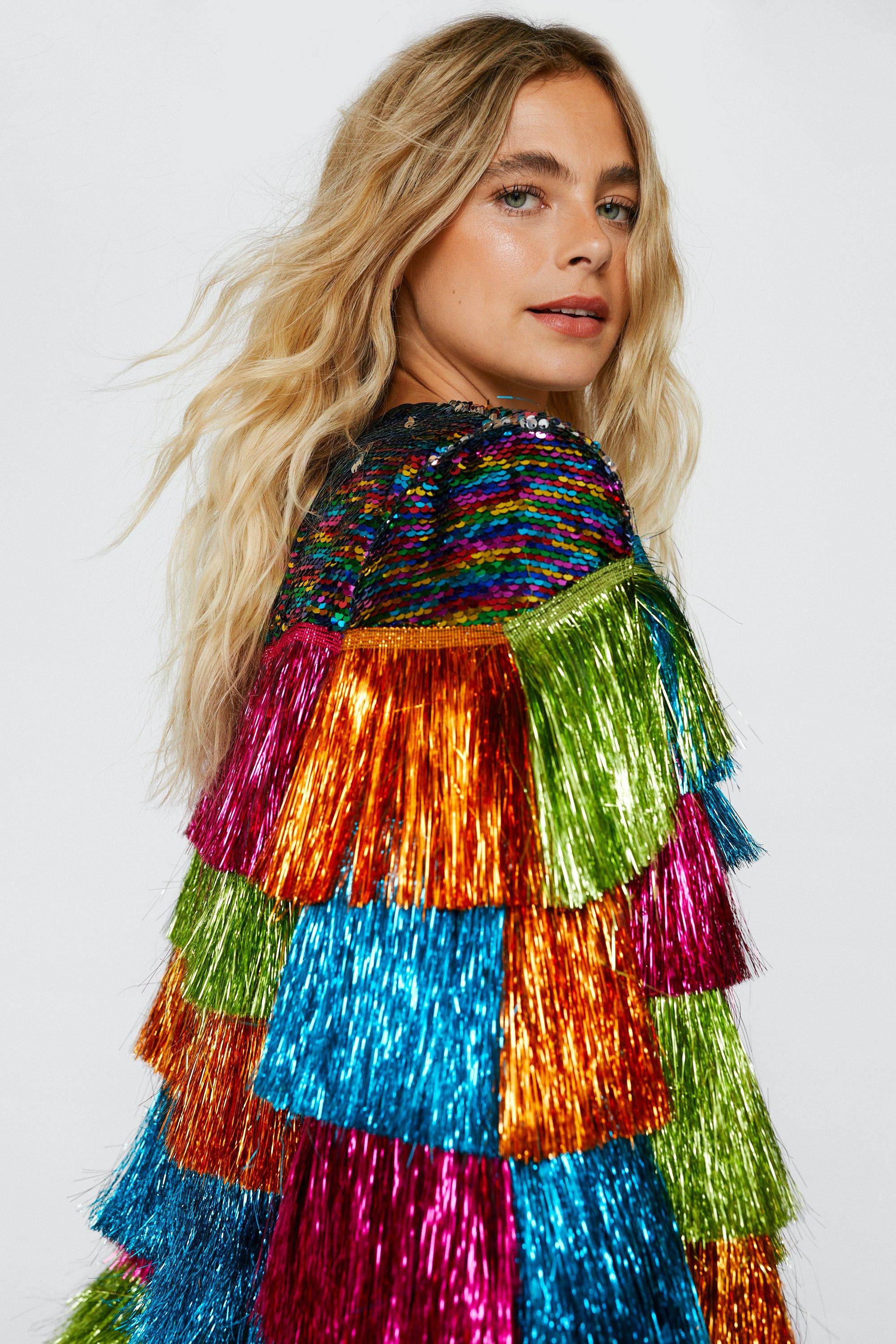 Sequin Tinsel Tiered Jacket