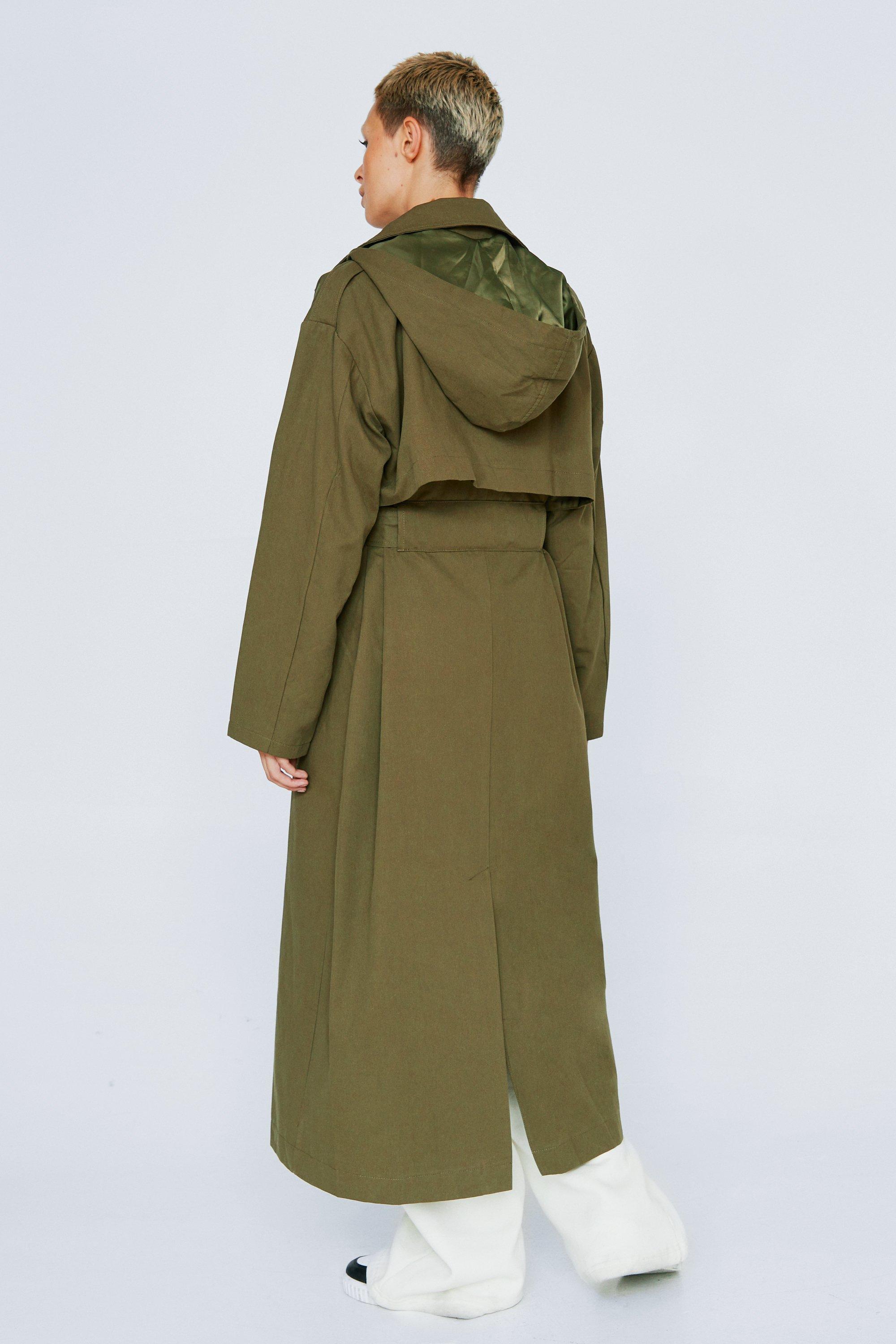 Green hooded hotsell trench coat