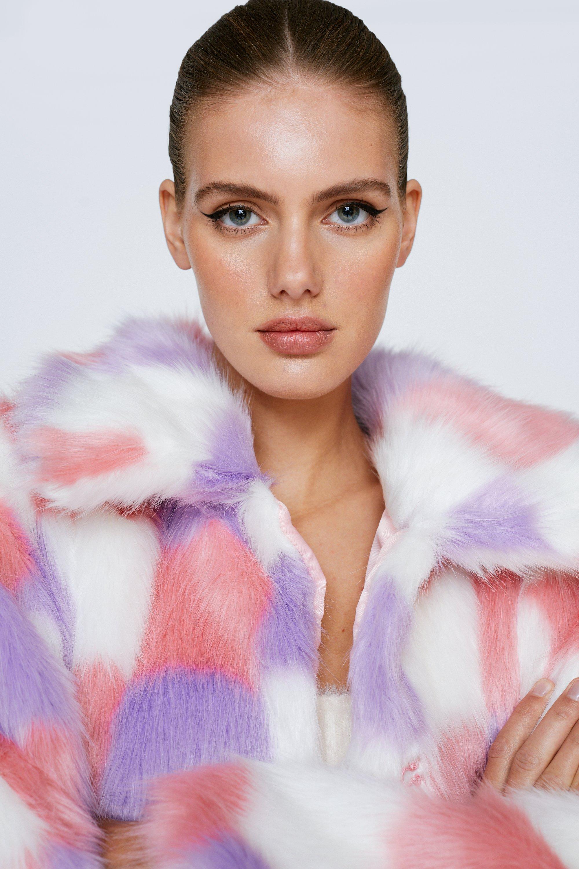 Lilac faux hot sale fur coat