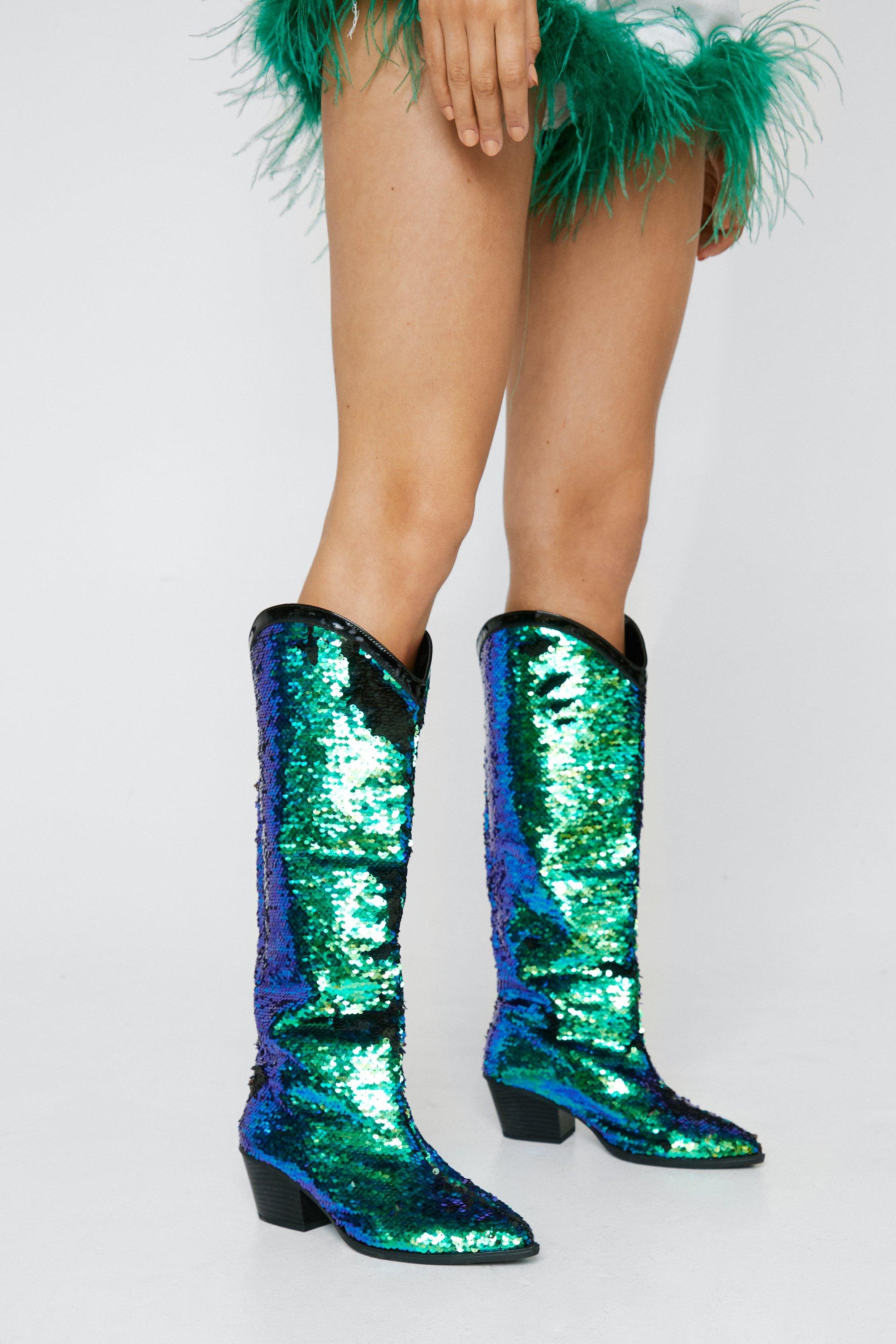 Cheap sequin boots best sale