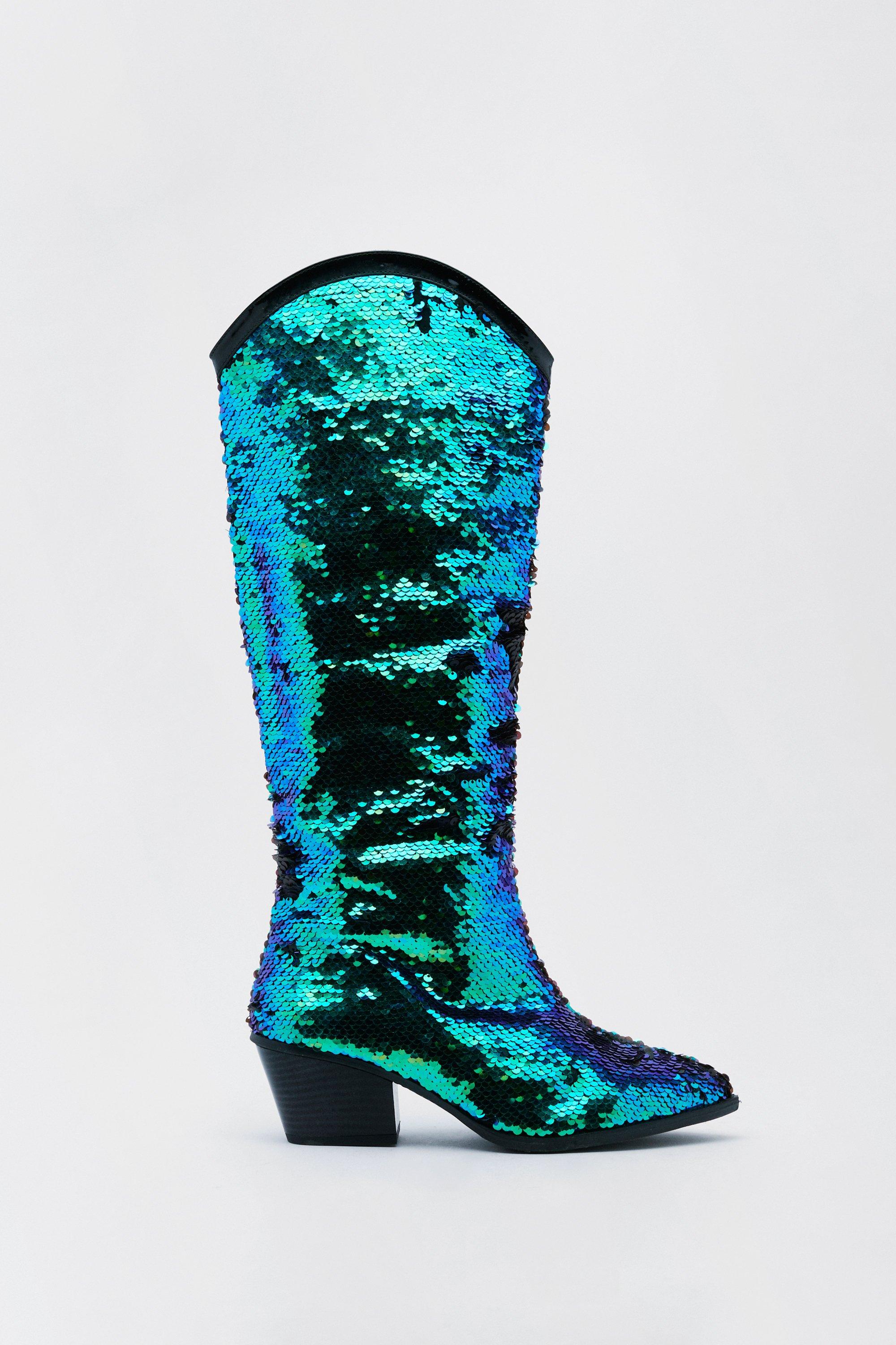 Flat hotsell sequin boots