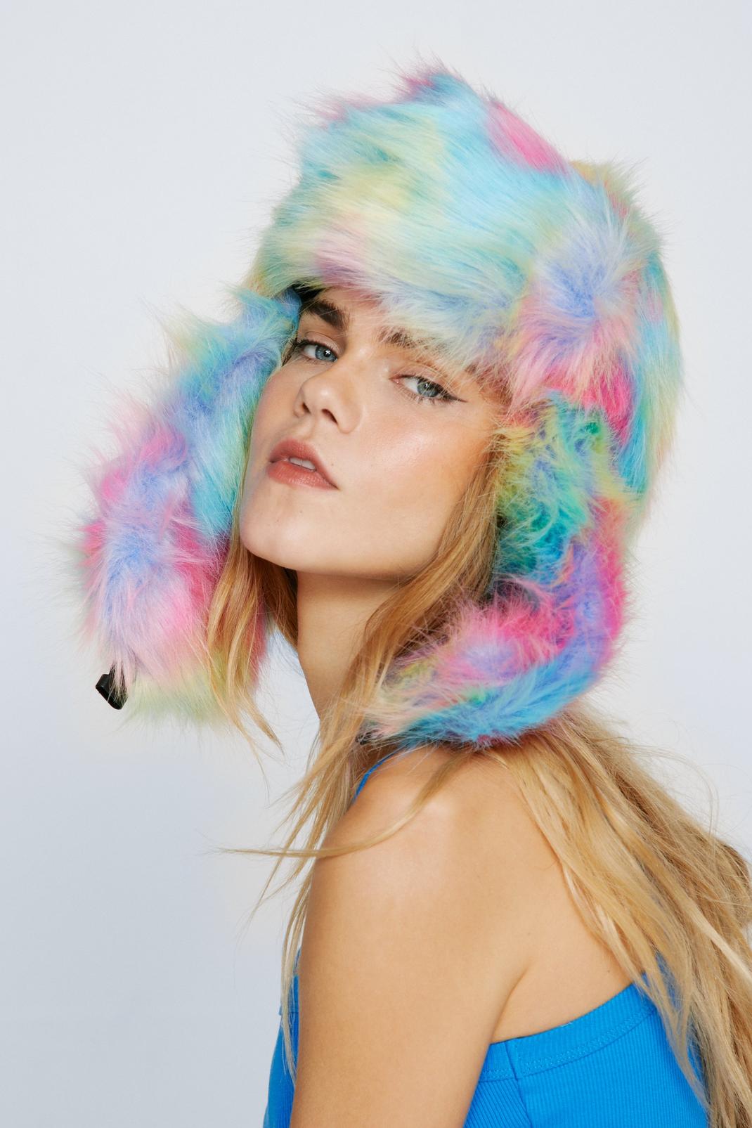 Lilac Faux Fur Oversized Trapper Hat image number 1