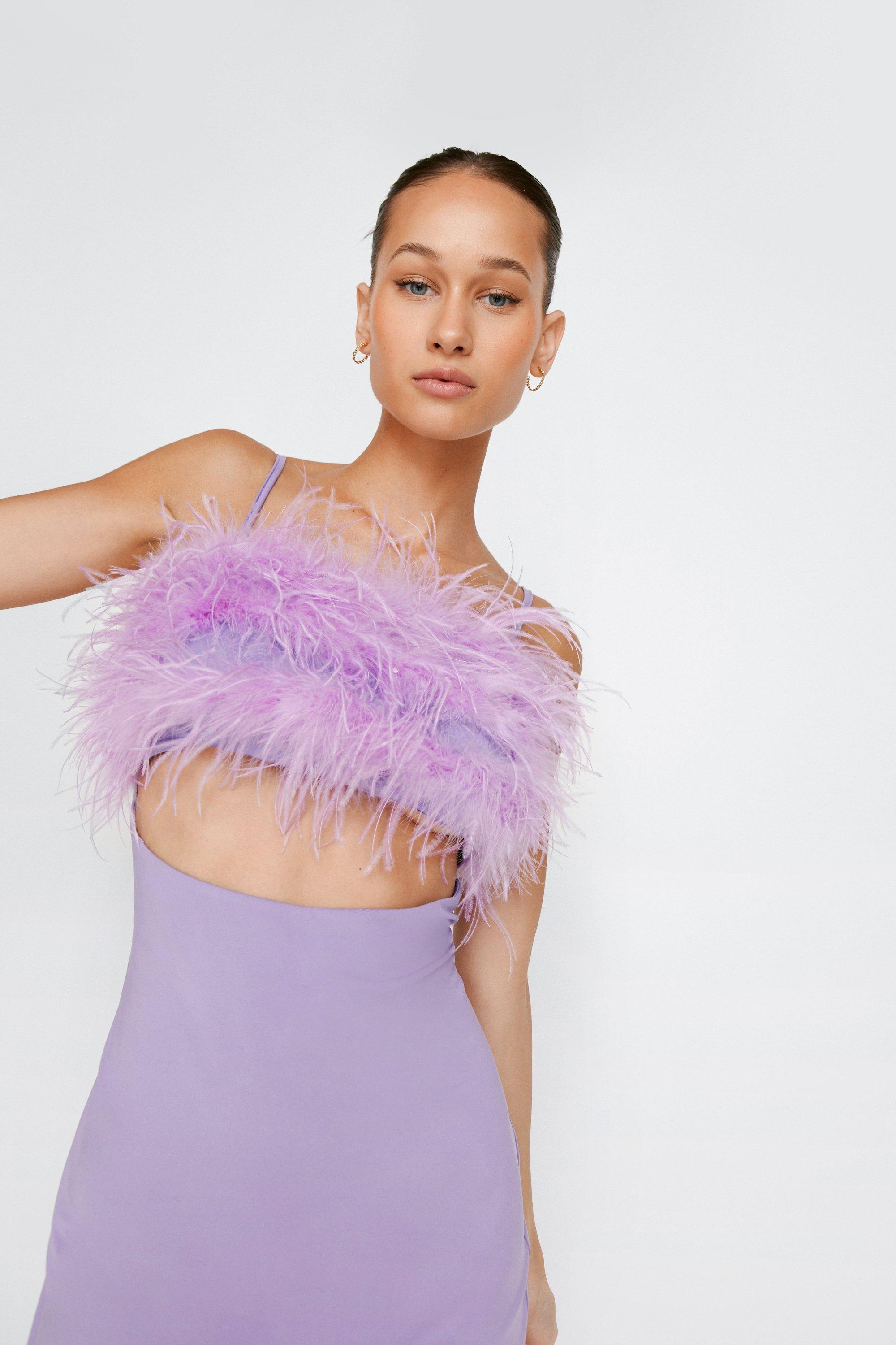 Feather Trim Bodycon Mini Dress | Nasty Gal