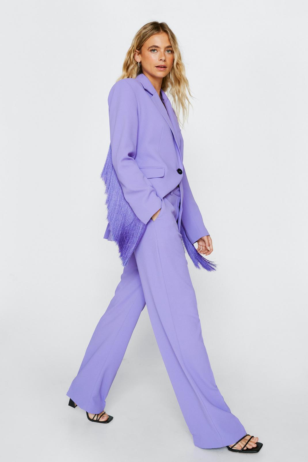 Purple Tailored Flared Trousers image number 1