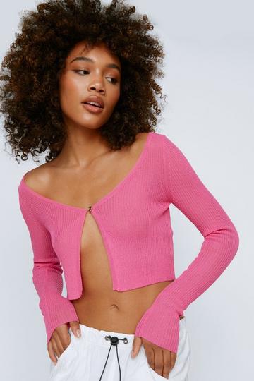 Pink Premium Sheer Crop Cardigan