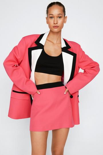 Pink Contrast Trim Micro Mini Skirt