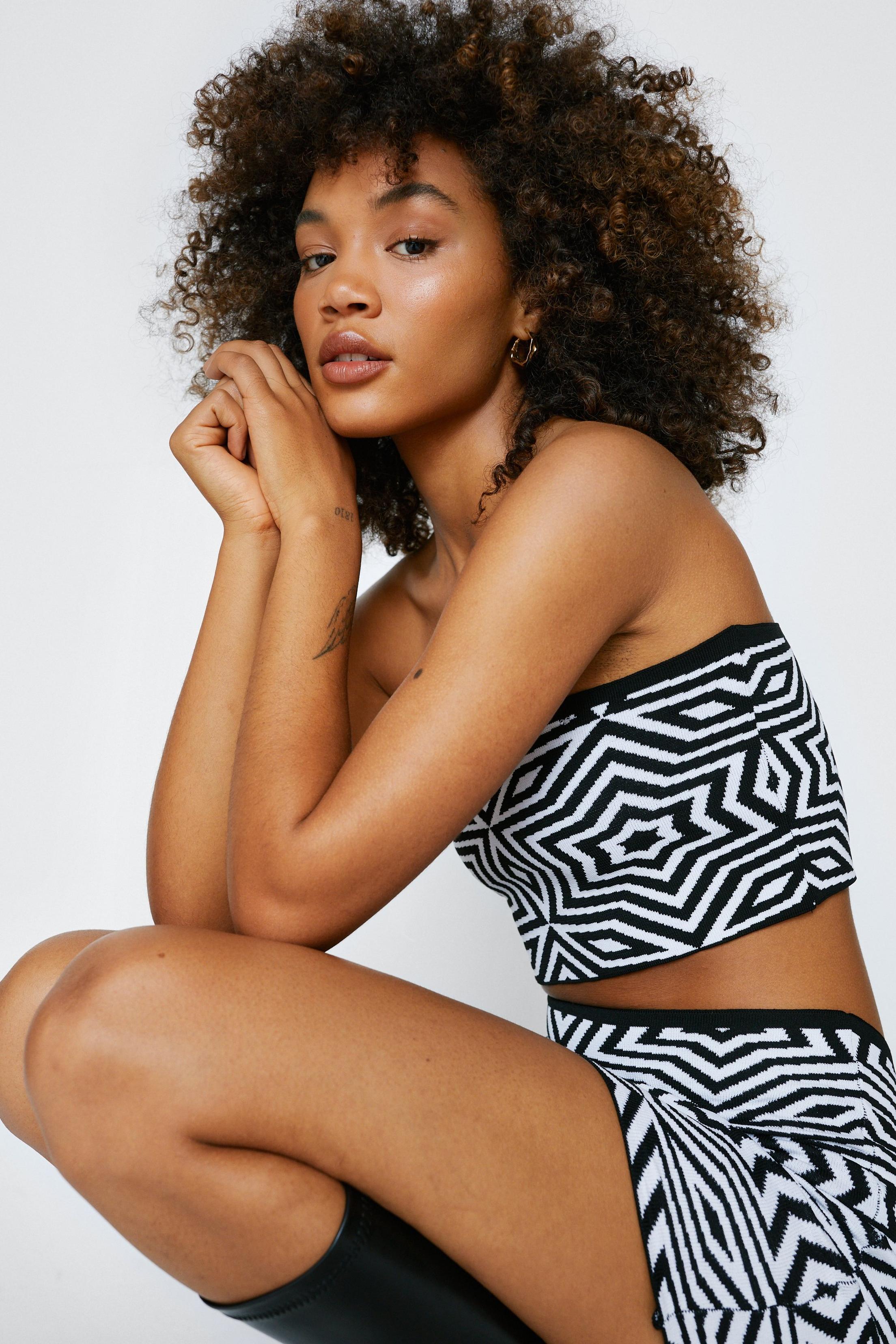Star Print Knitted Bandeau Top
