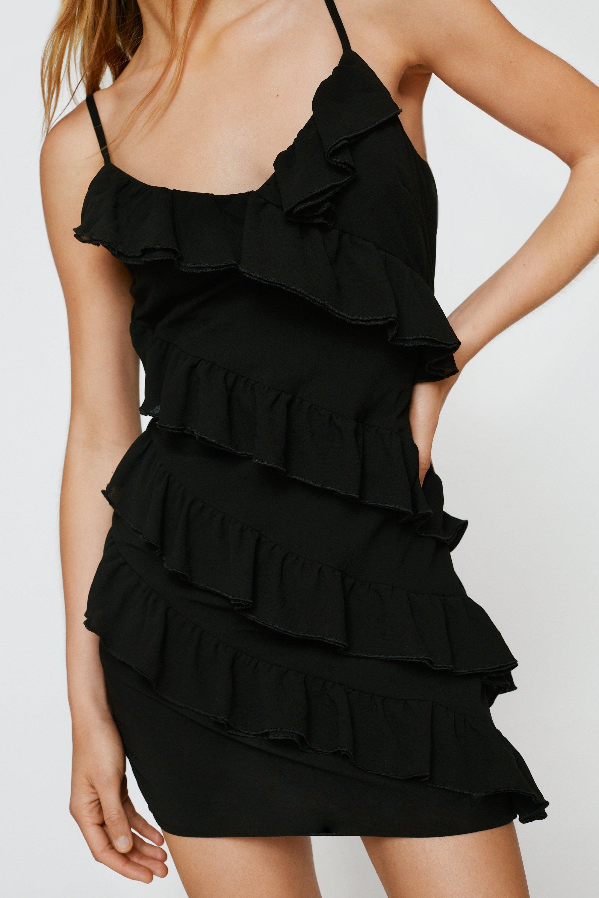 Chiffon Ruffle Mini Cami Dress