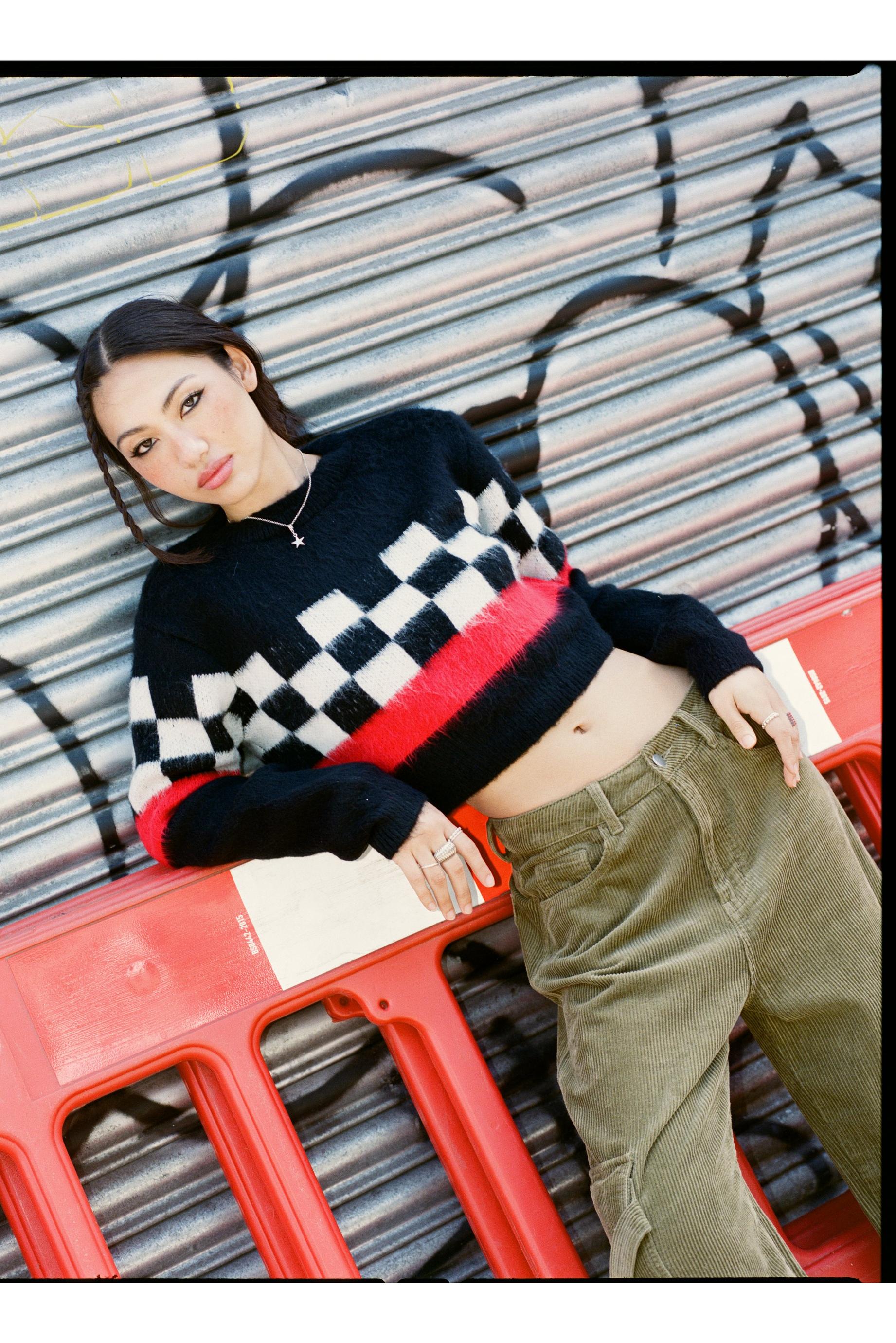 Motocross Design Cropped Sweater