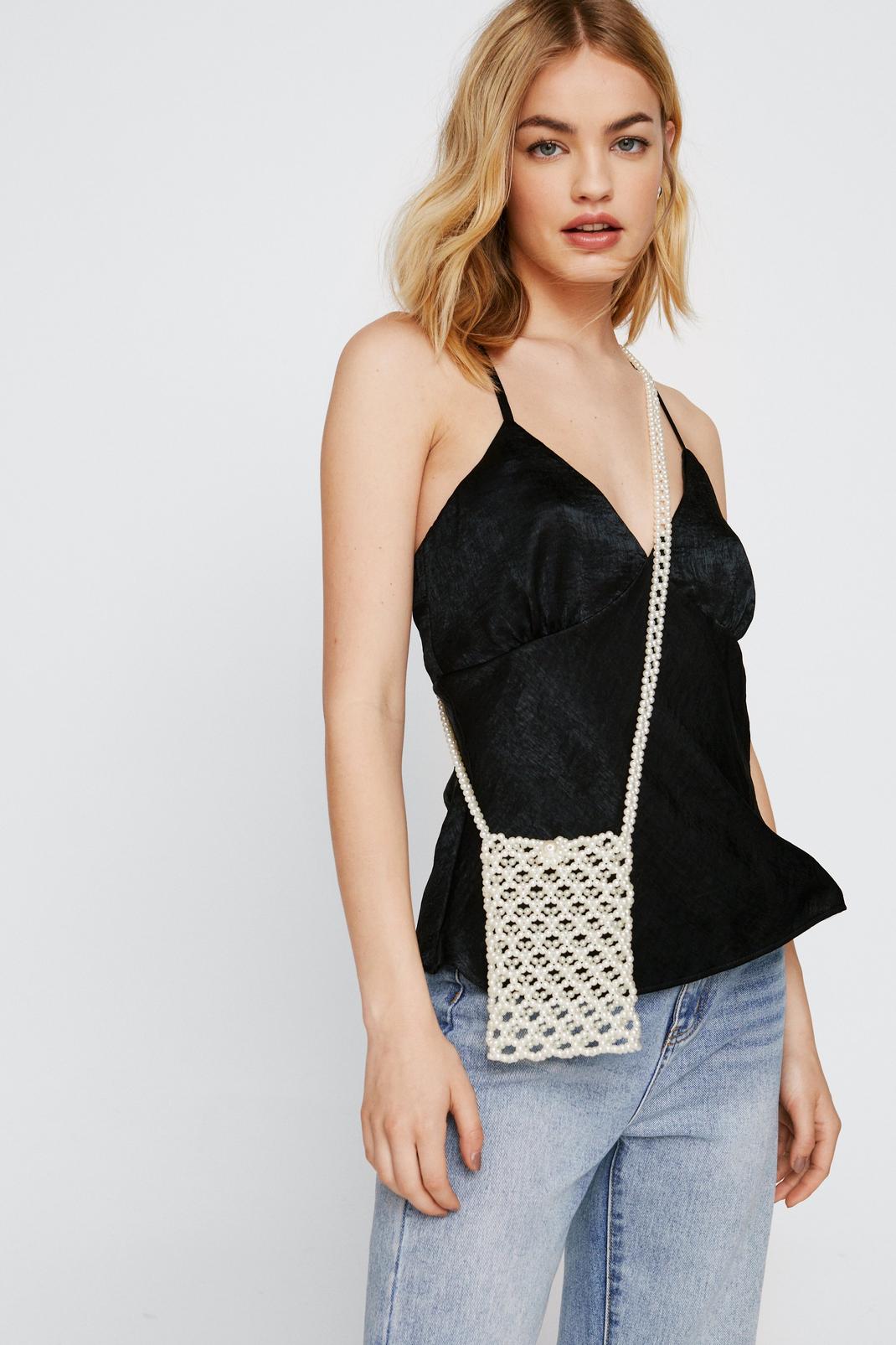 White Pearl Embellished Cross Body Bag image number 1