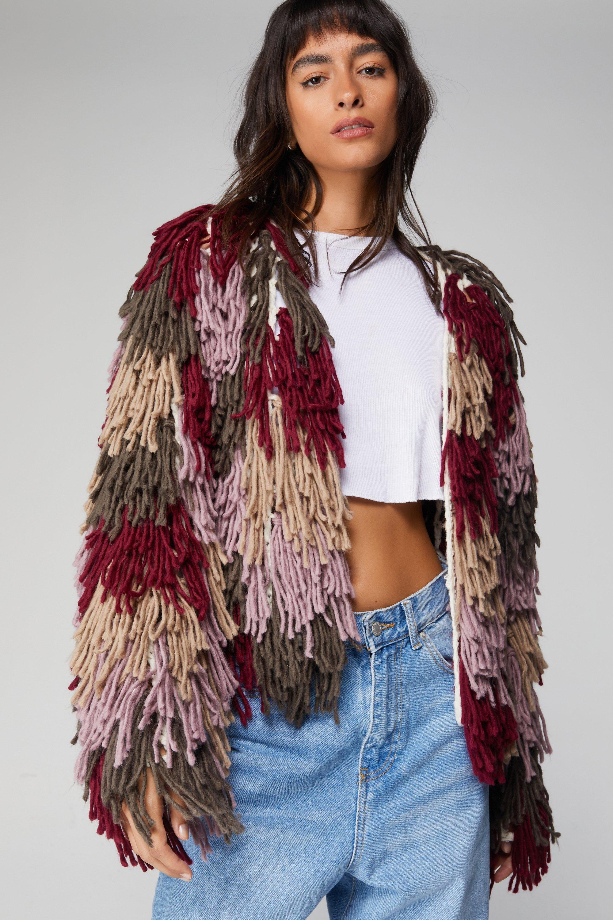 Faux suede fringe outlet cardigan