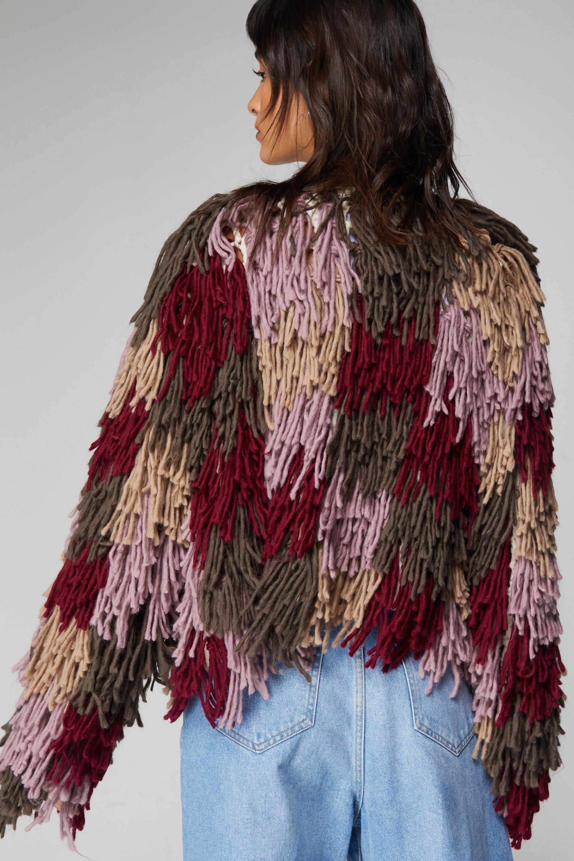 Multi shaggy cardigan sale