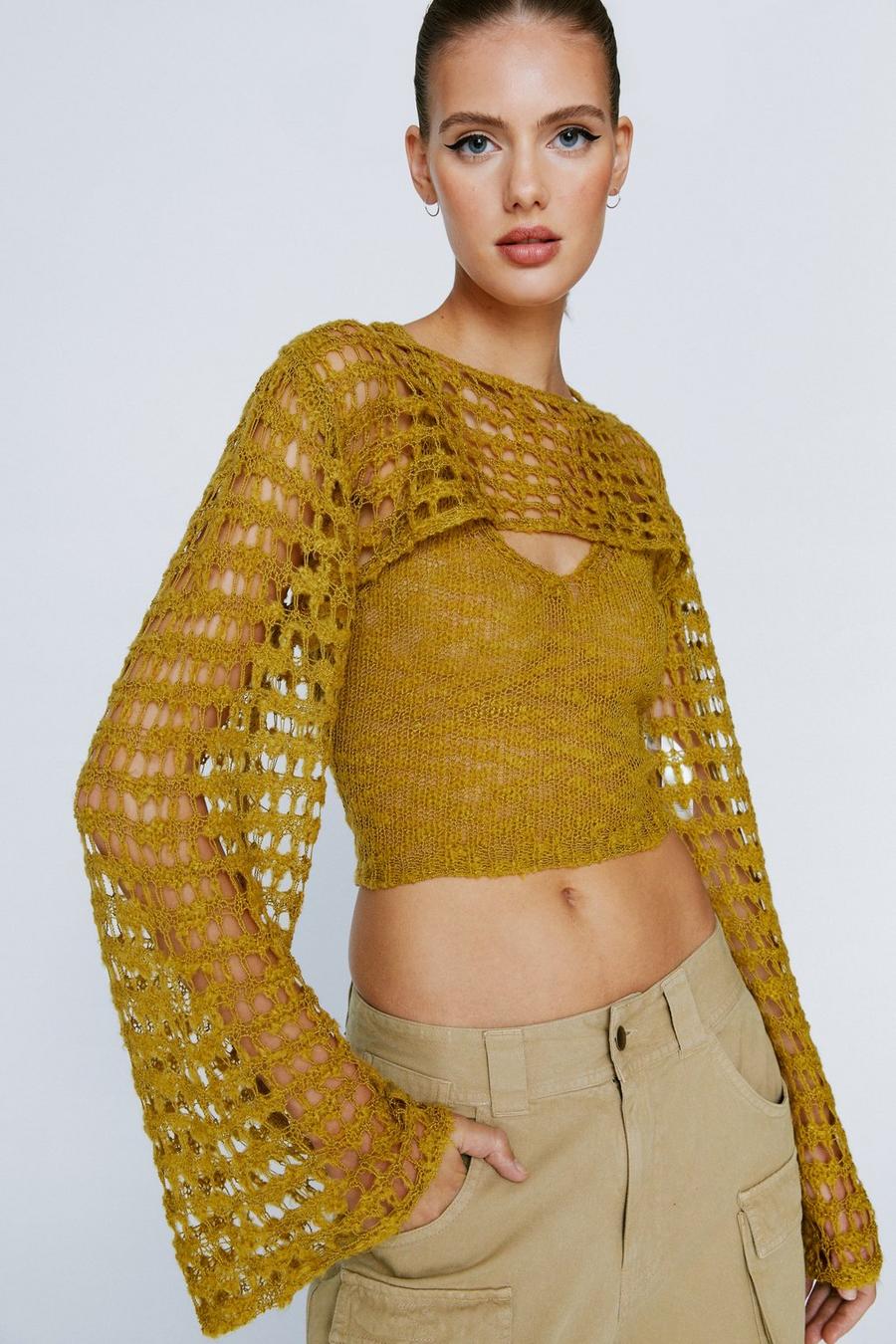 Extreme Crop Gauzy Knitted Sweater