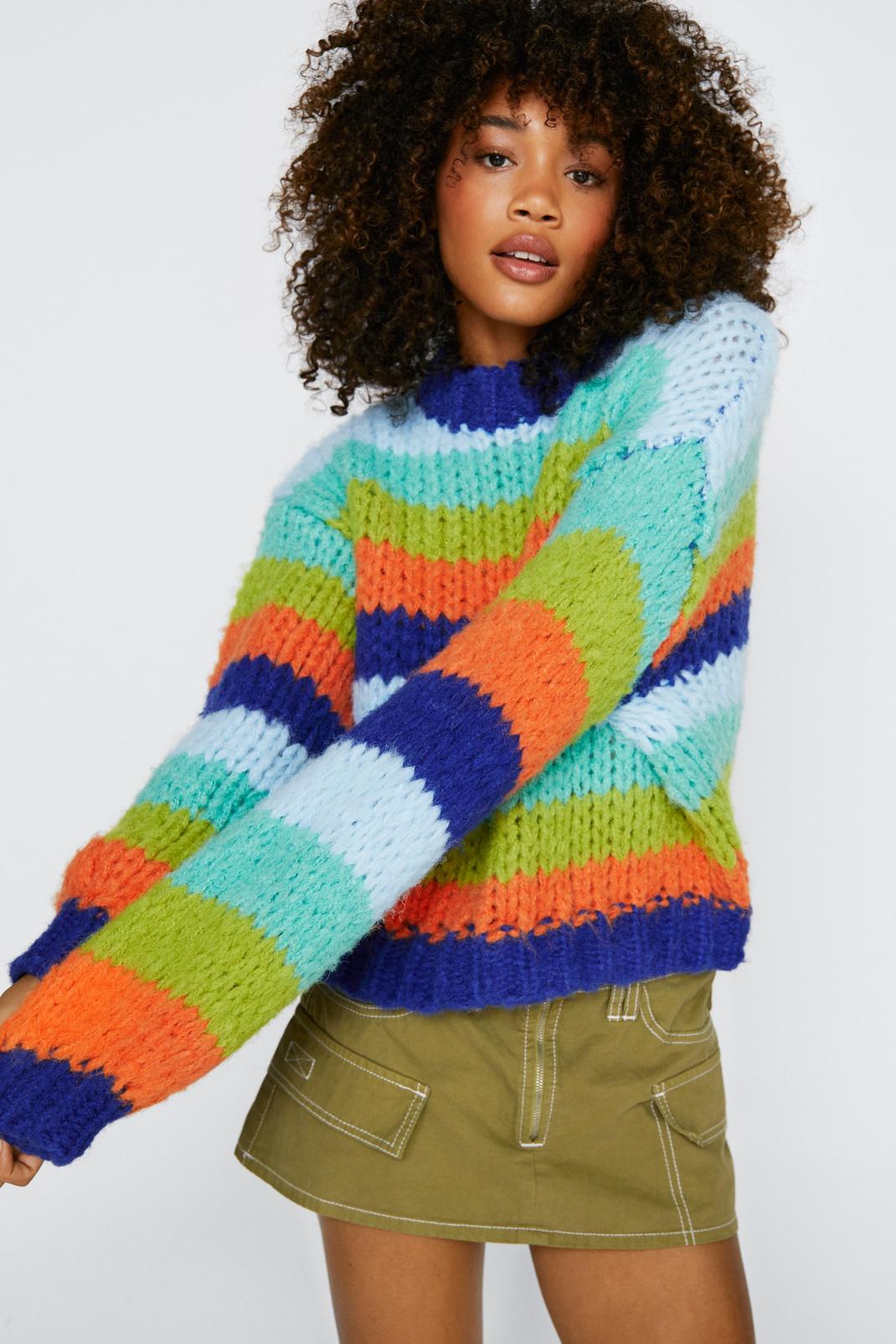 Multi Colored Knitted Sweater image number 1