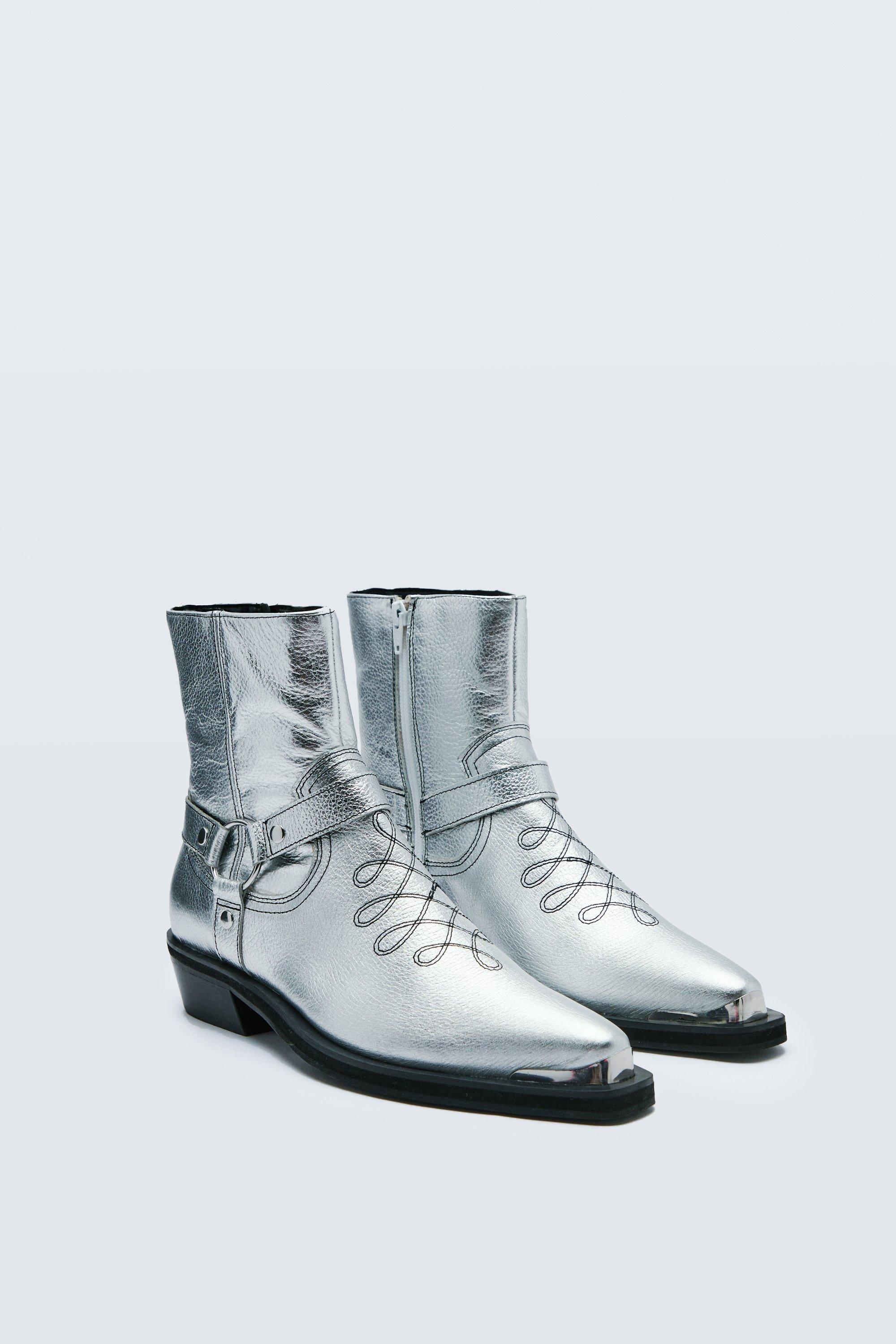 Mens silver outlet boots