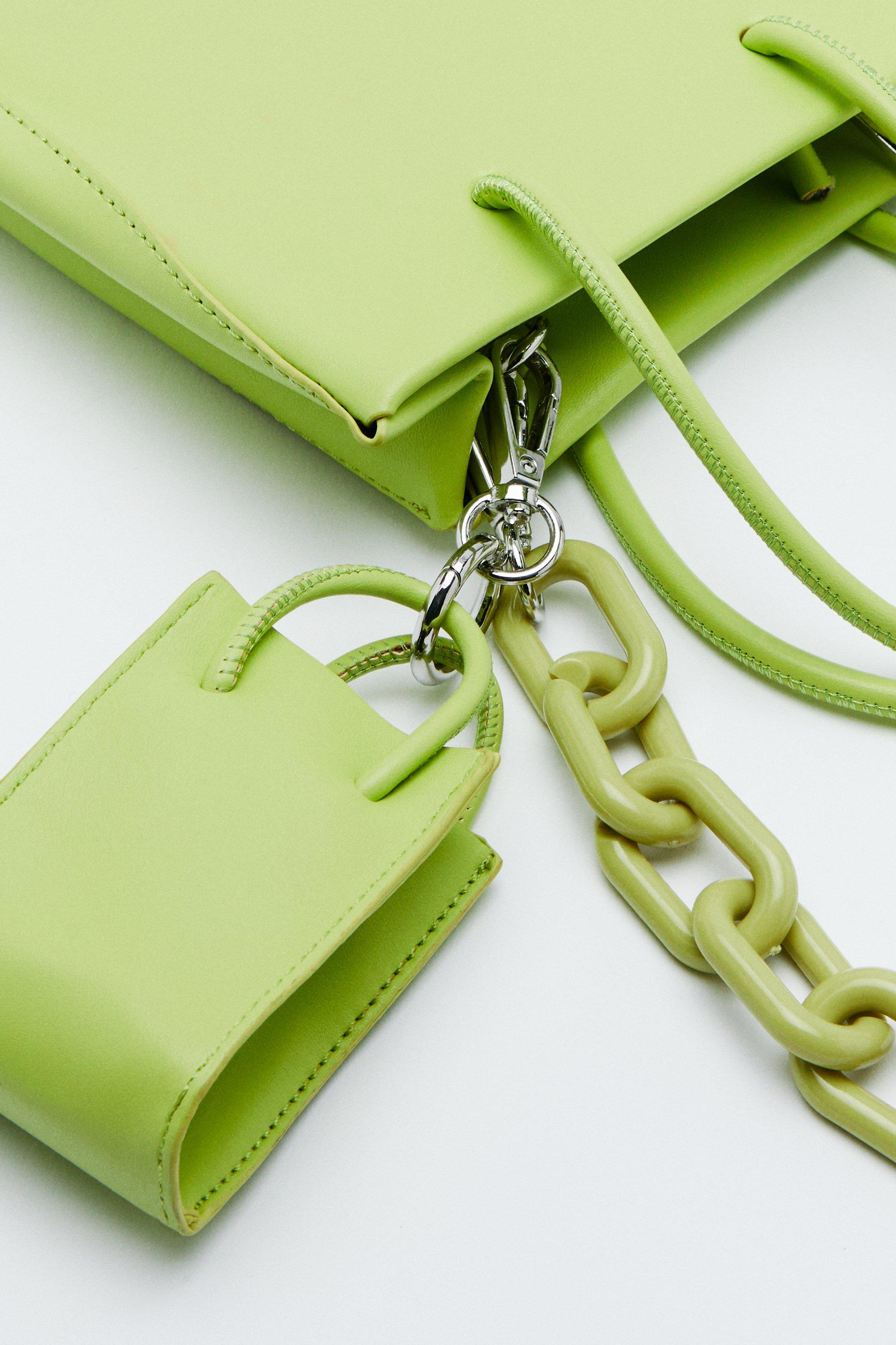 Faux Leather and Chain Detail Bag