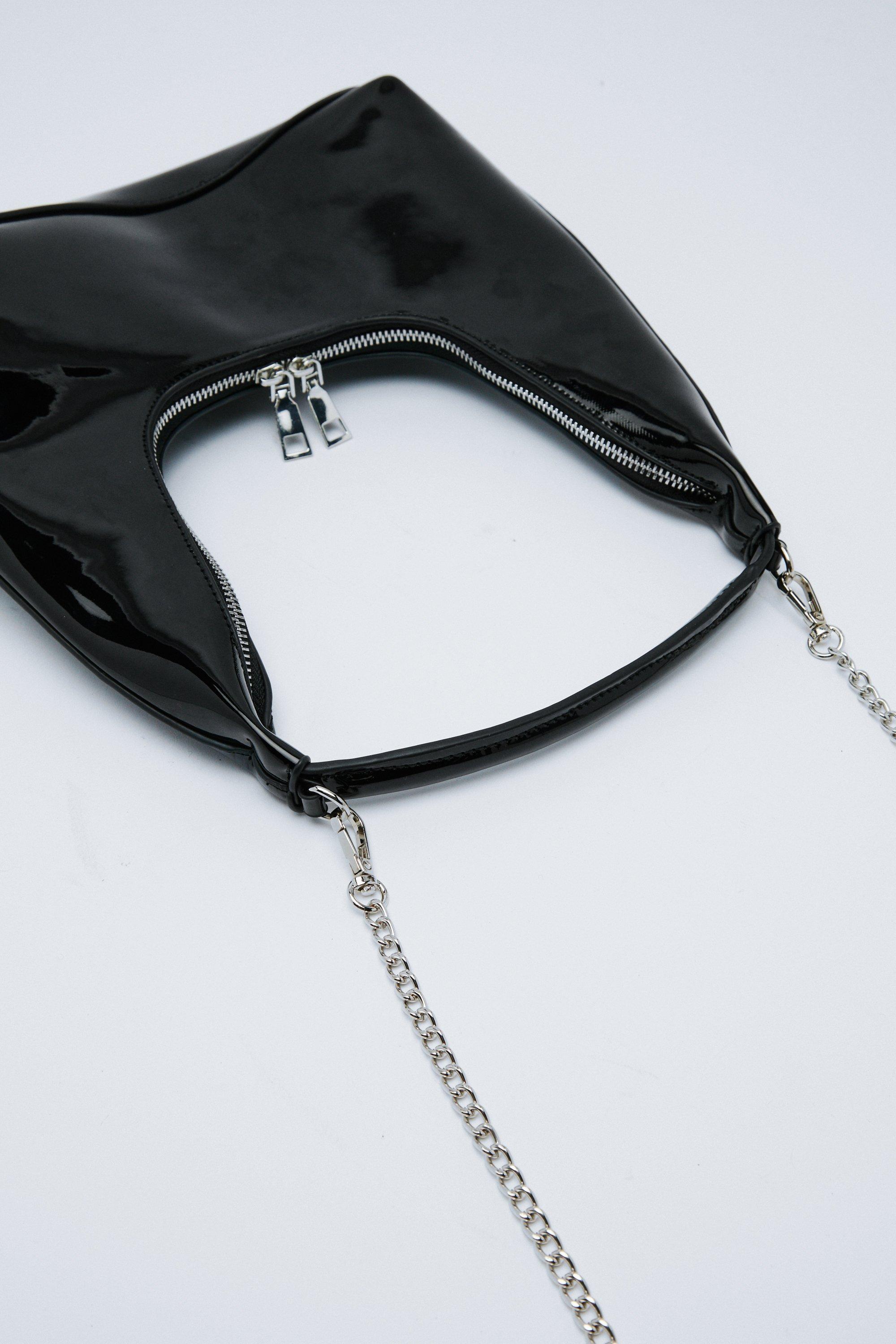 Black Patent Snaffle Cross Body Bag