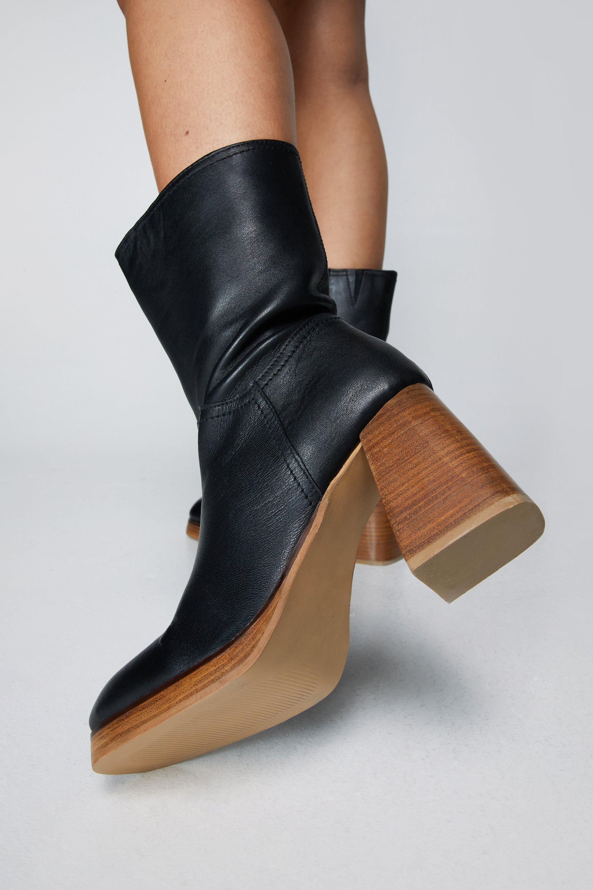 Flat leather platform online ankle boots