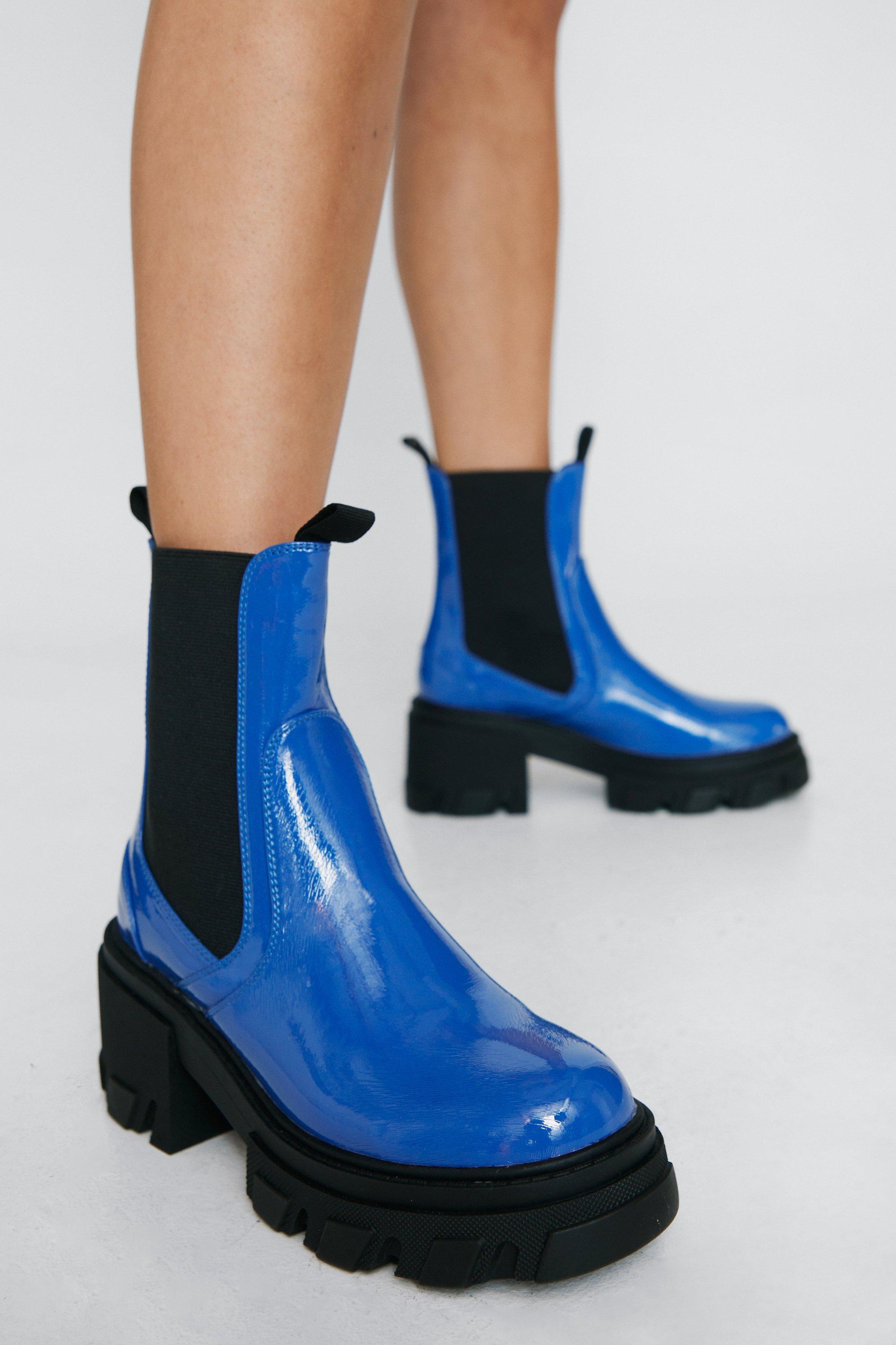 Patent chunky best sale chelsea boots