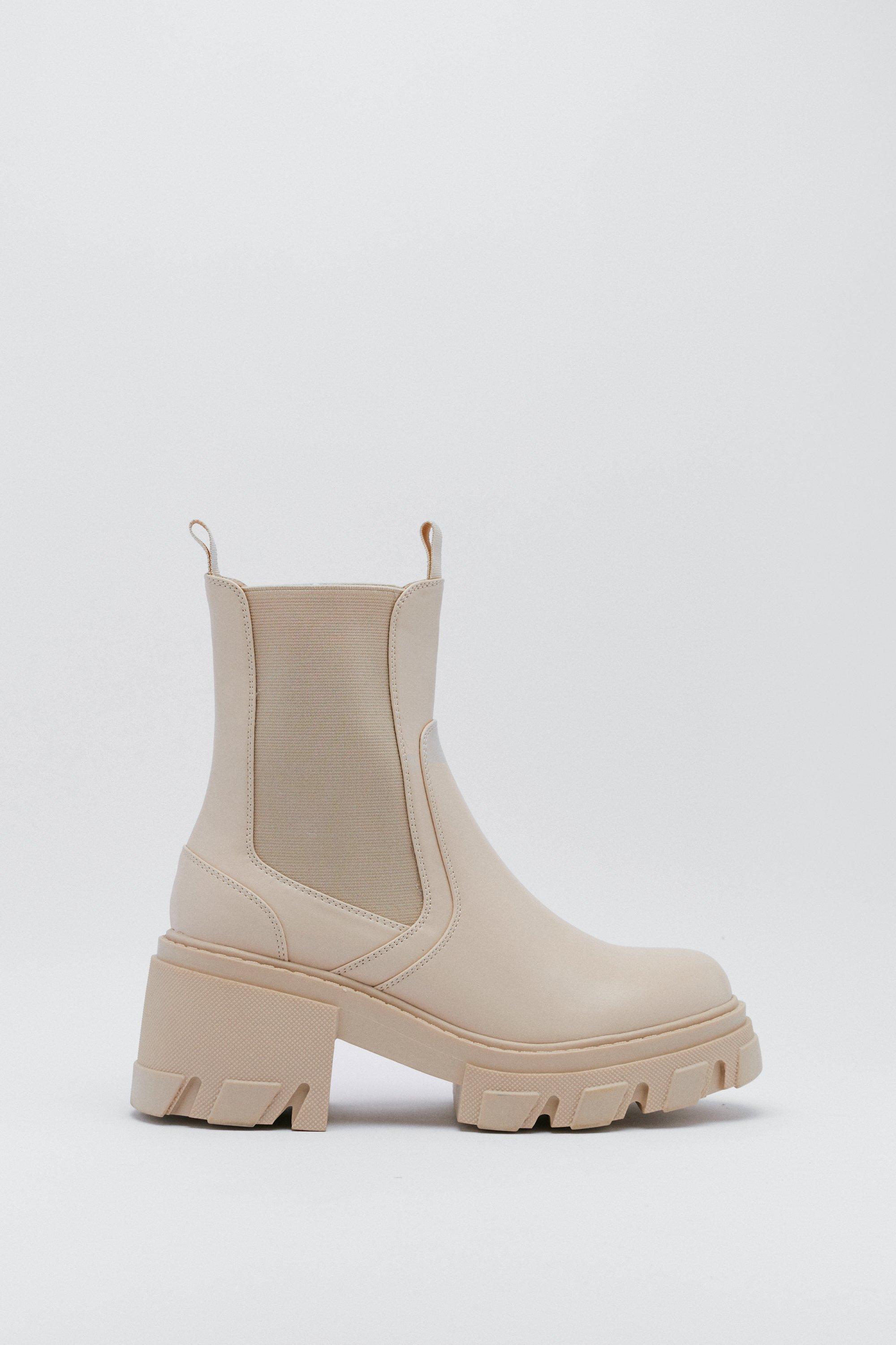 beige chunky chelsea boots