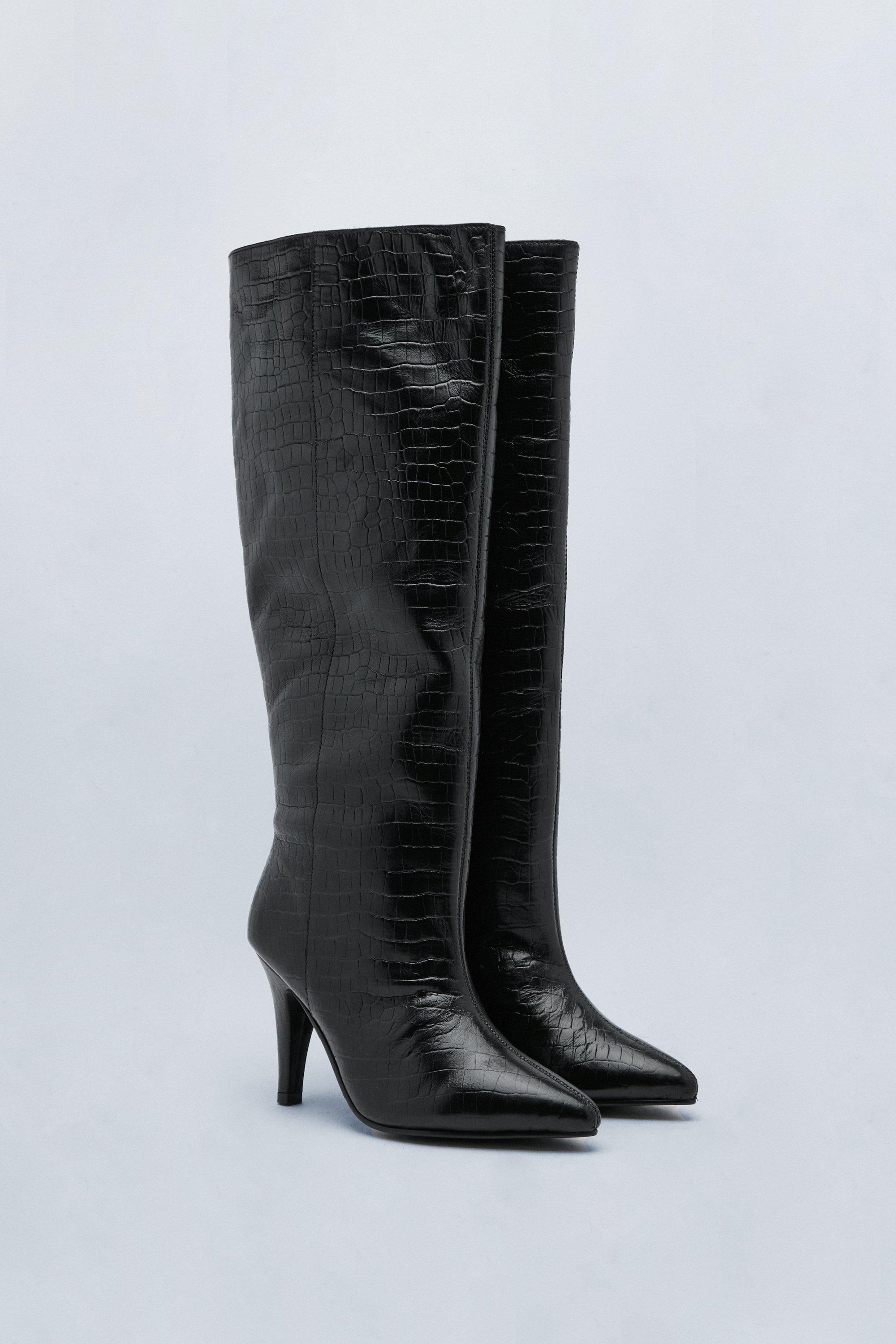 Croc thigh high discount boots