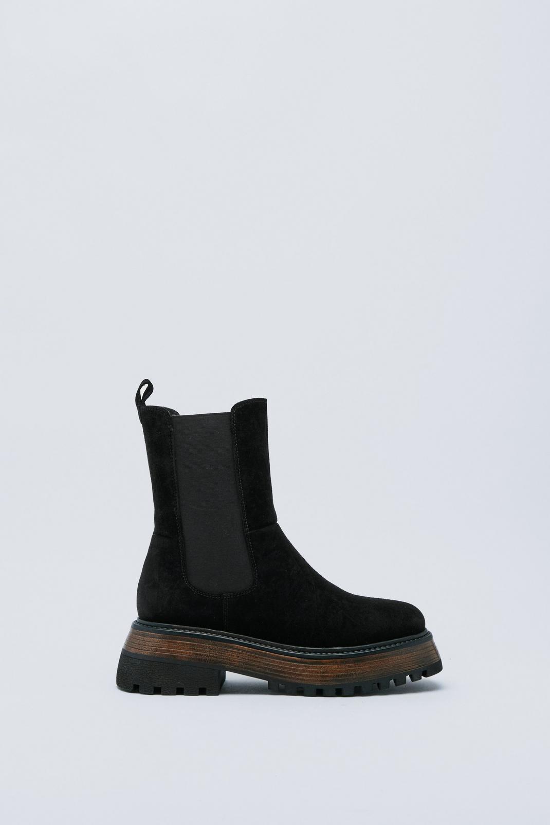 Black Premium Suede Chunky Chelsea Boot  image number 1